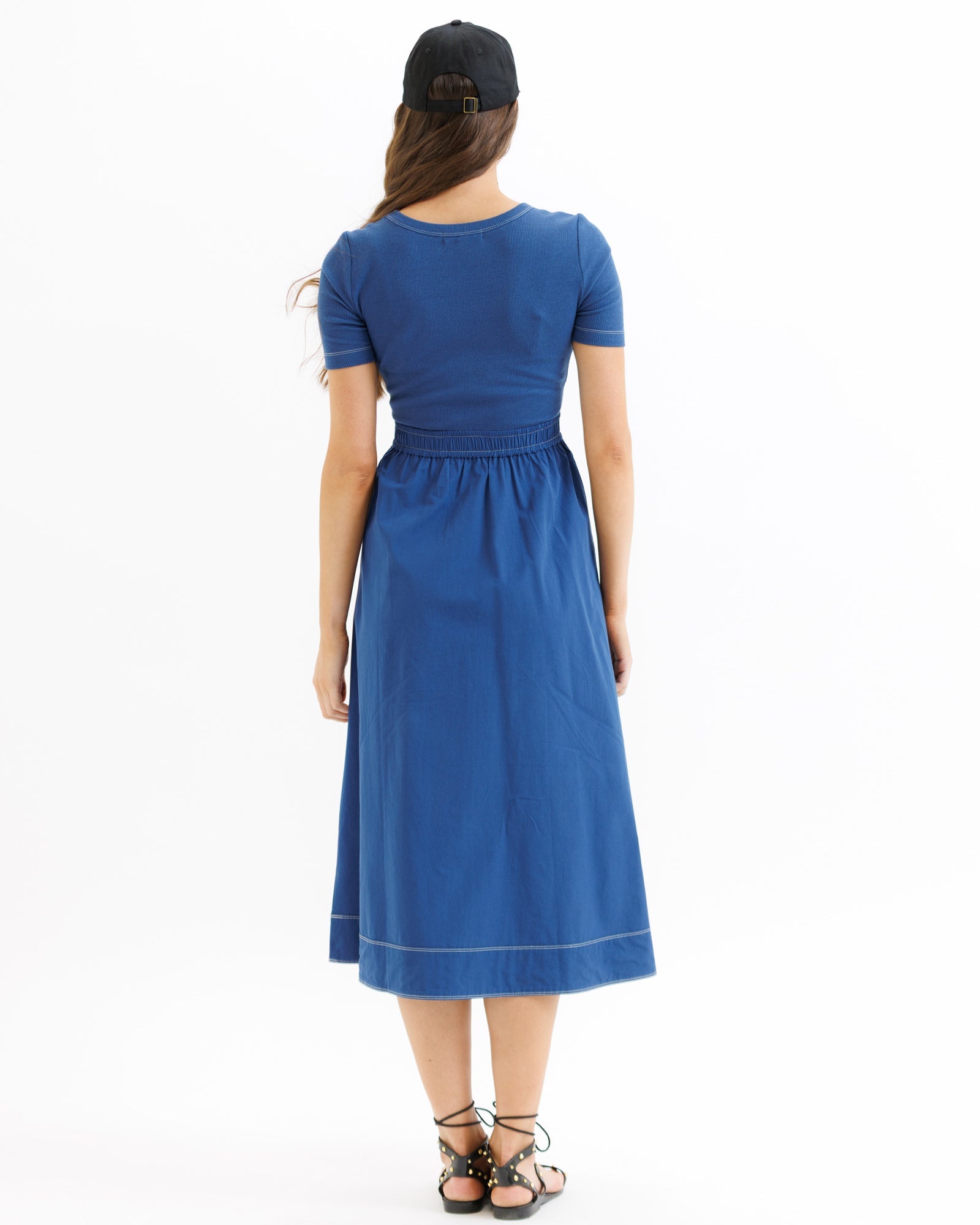 Casual Scoop Dress 3/4 Sleeves, Below the Knee Length Scoop Dress