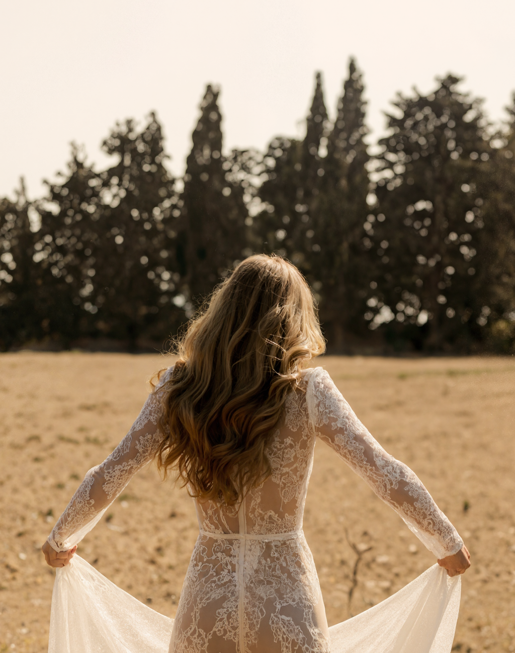 Long Sleeve Sheer Lacey Robe UnderDress | Embroidered Bridal Collection