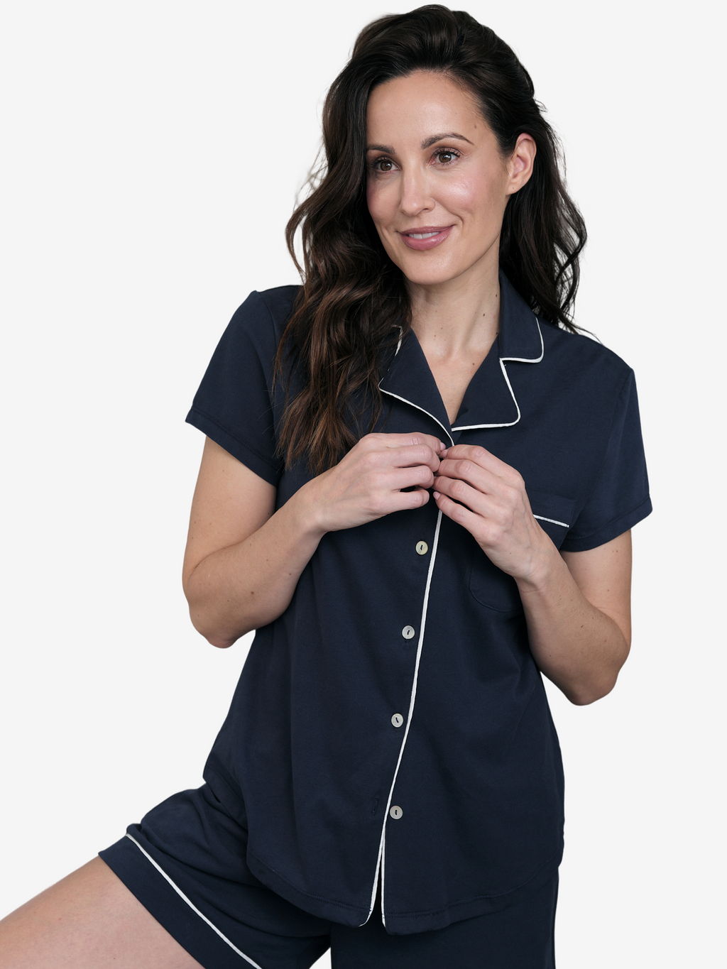 Women’s Short Sleeve Button-Up Lounge-ware Pajama Shirt