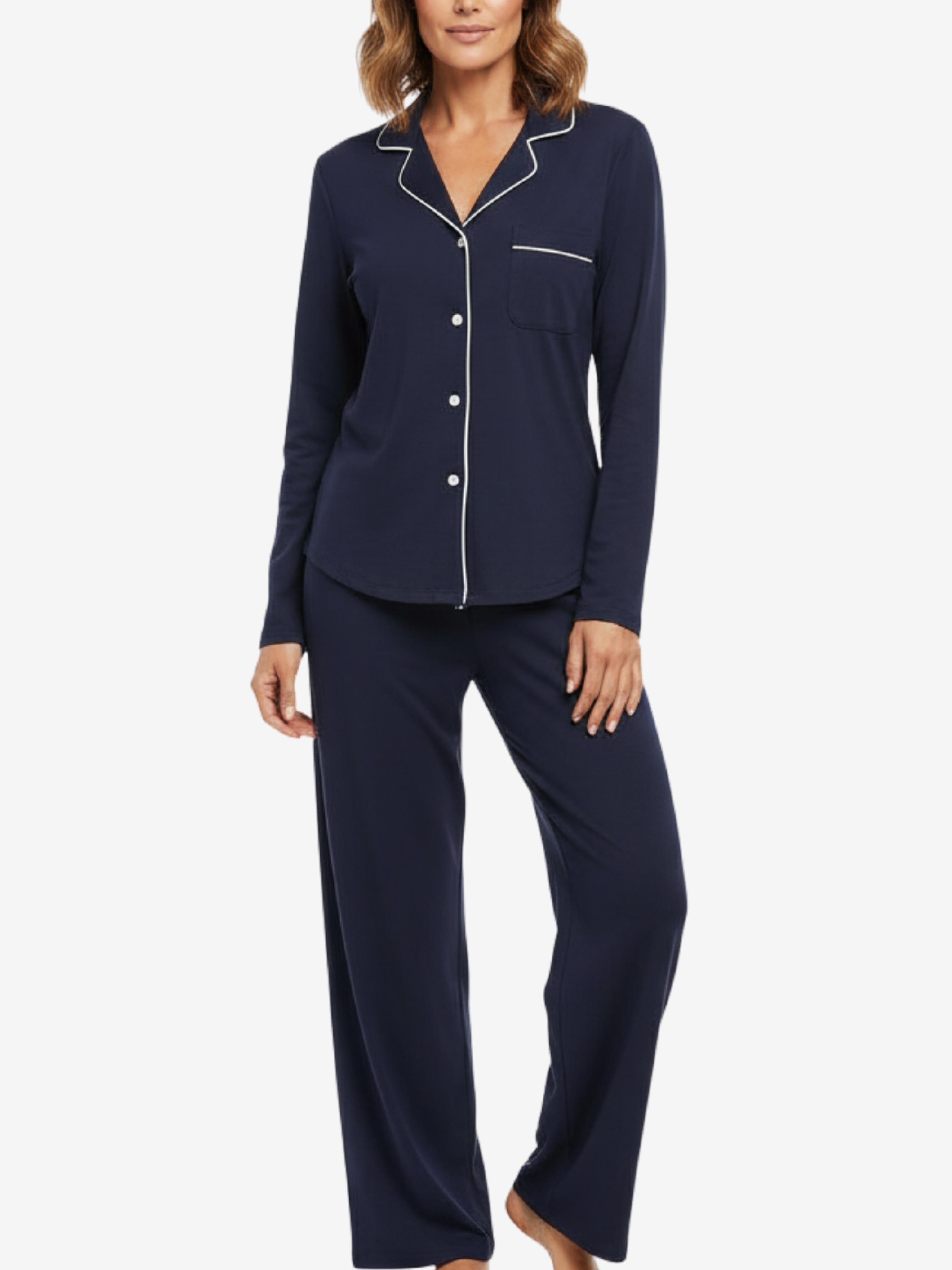 Women’s Long Sleeve Button Up Loungeware Pajama Shirt