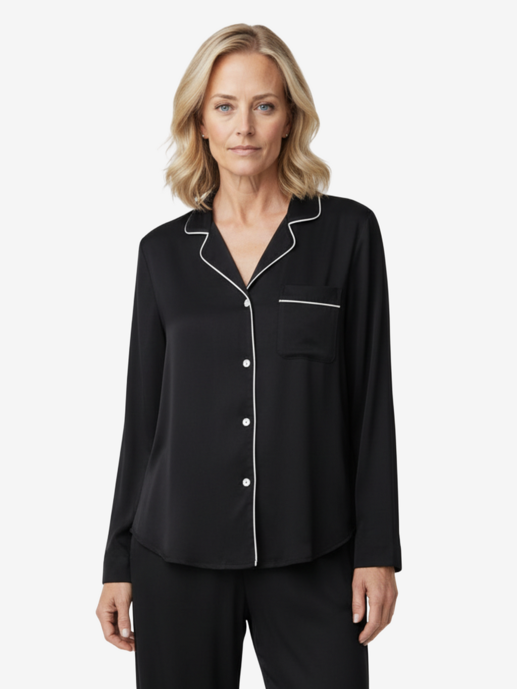 Women’s Long Sleeve Button Up Loungeware Pajama Shirt