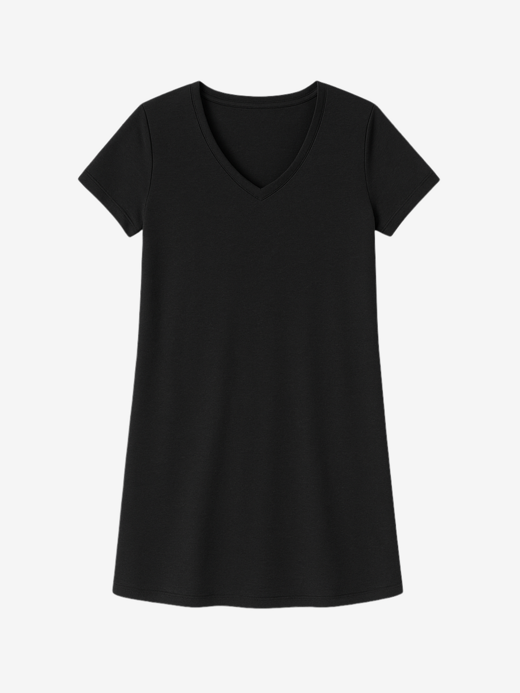 Black V-Neck Loungeware Pajama Sleeper Dress