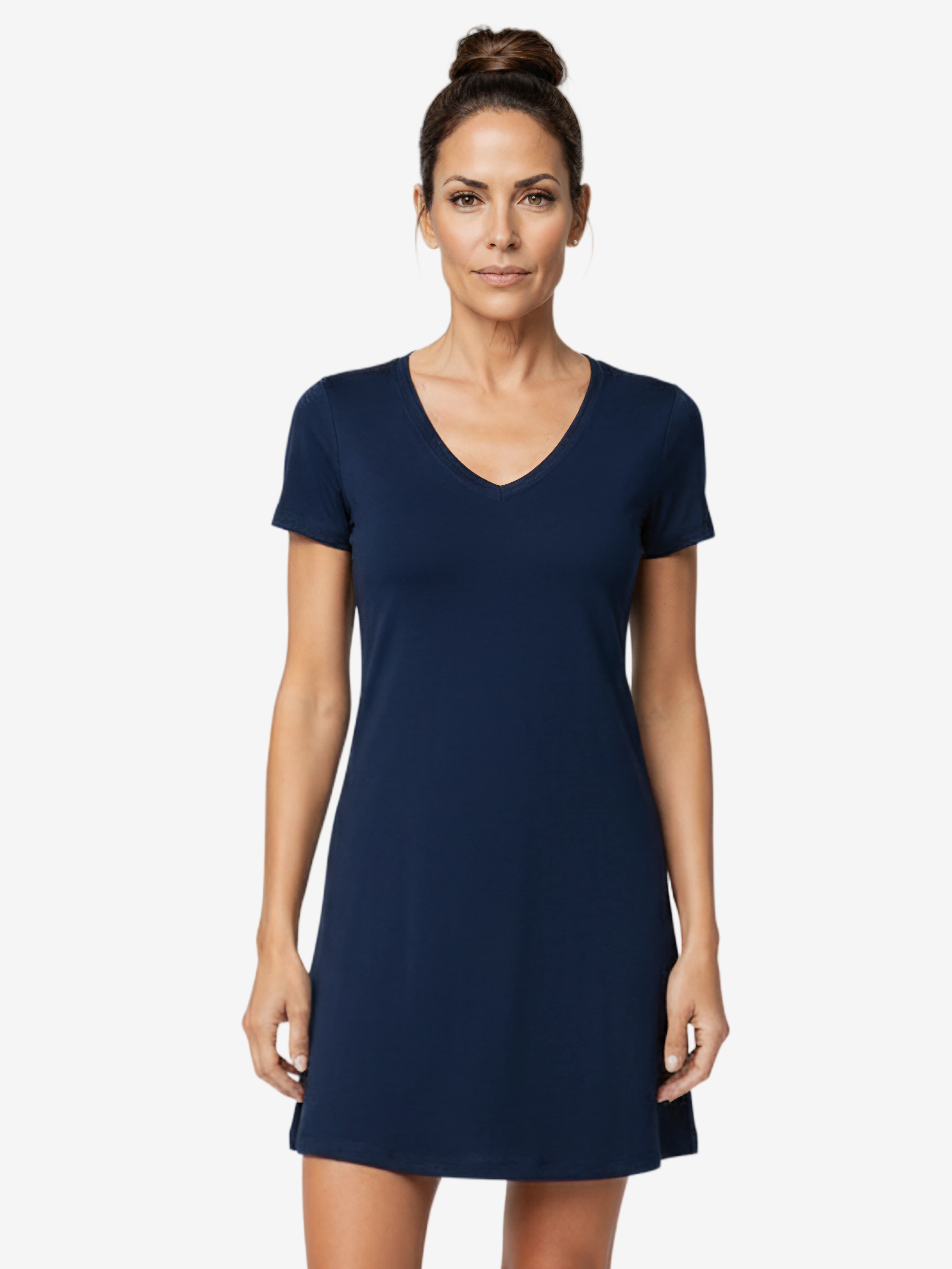 Black V-Neck Loungeware Pajama Sleeper Dress