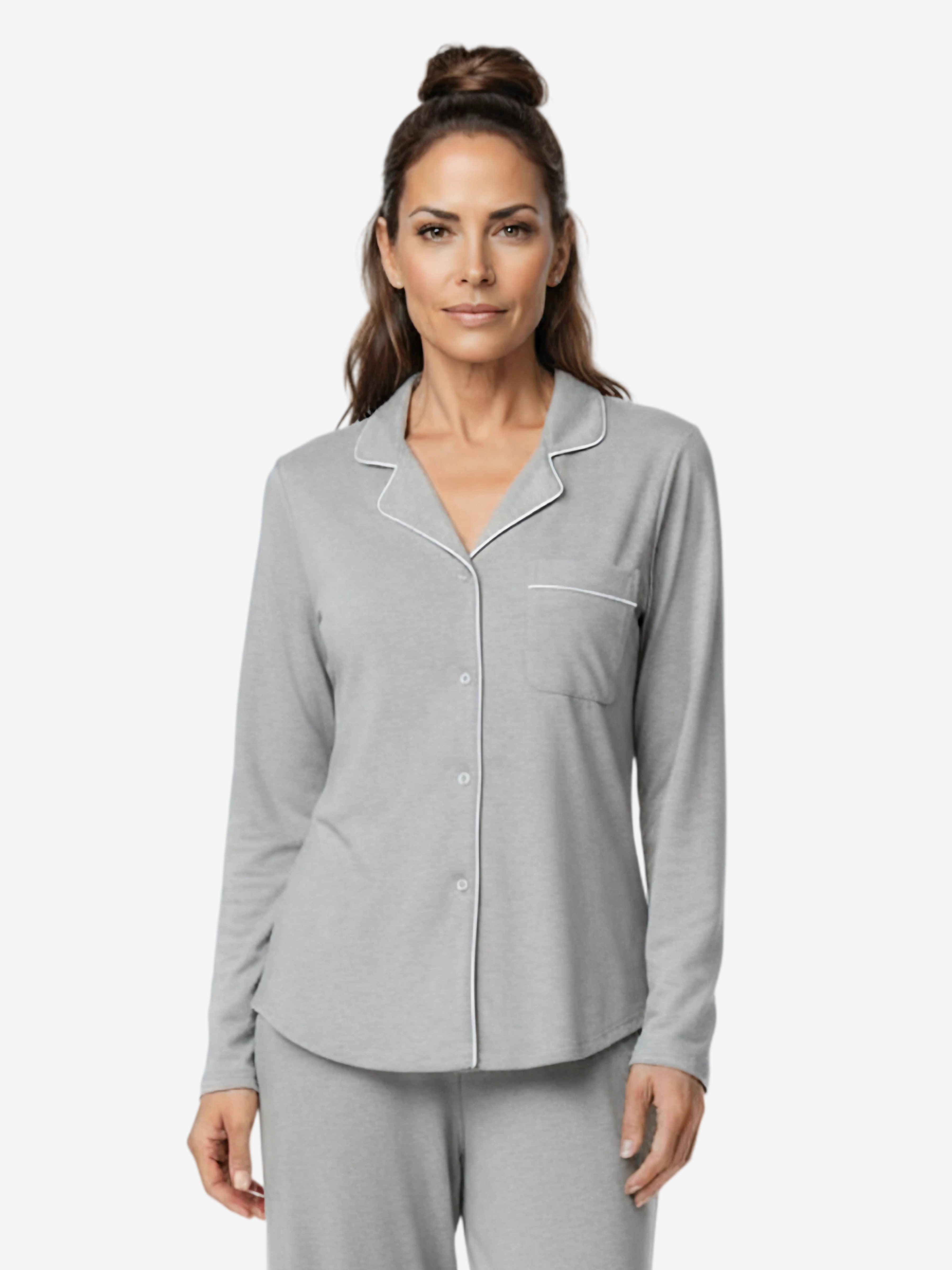 Women’s Long Sleeve Button Up Loungeware Pajama Shirt