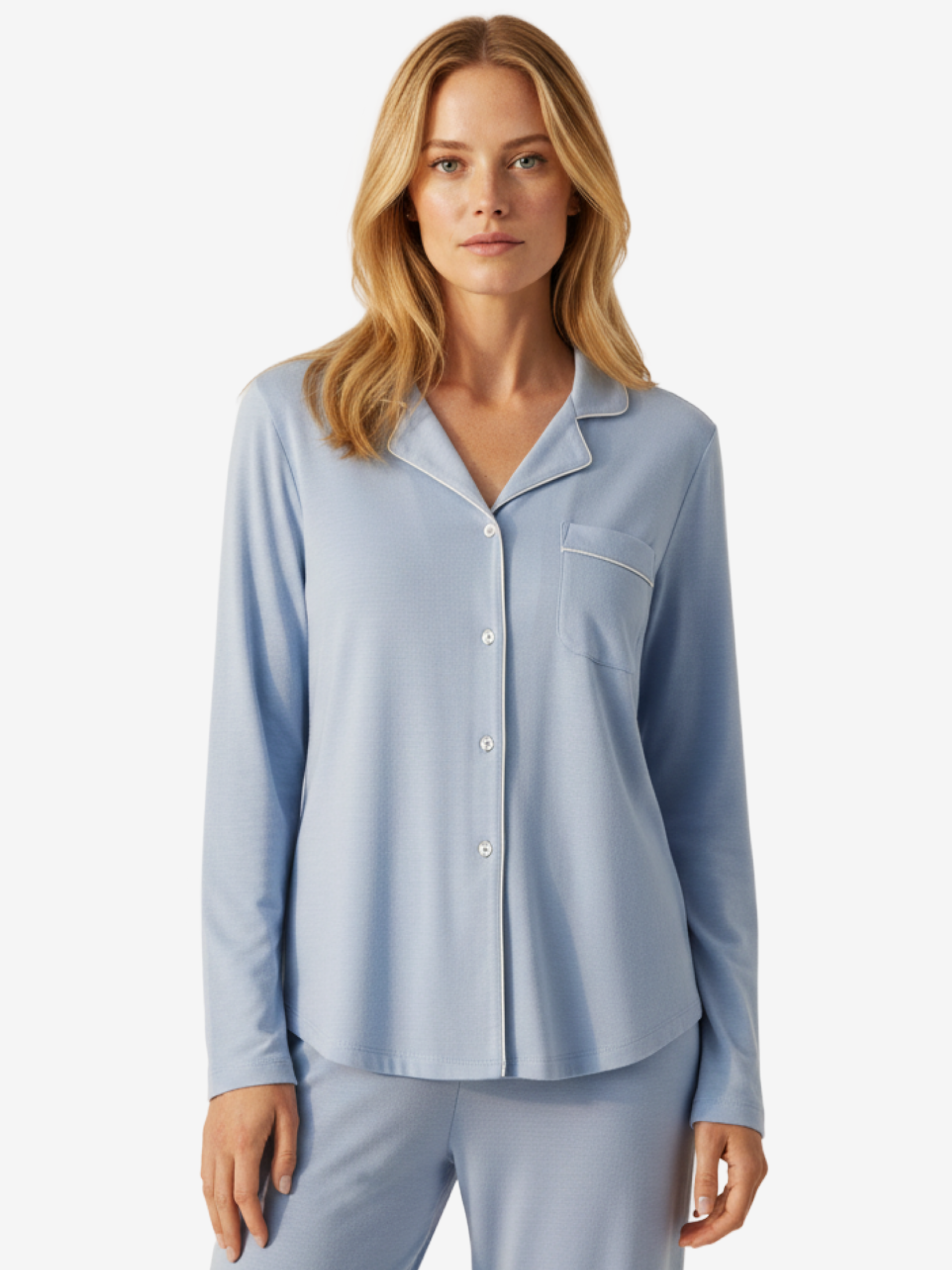 Women’s Long Sleeve Button Up Loungeware Pajama Shirt