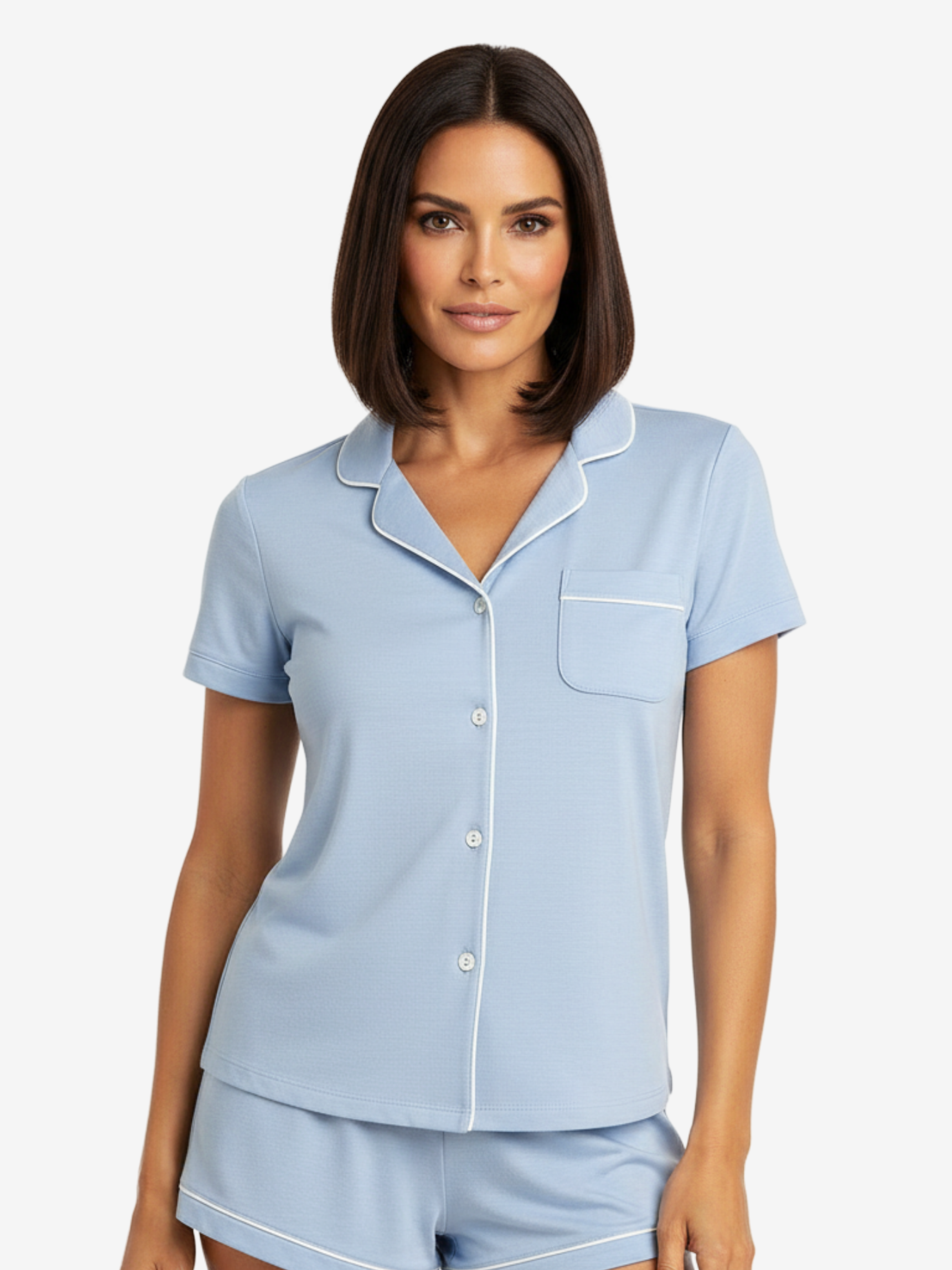 Women’s Short Sleeve Button-Up Lounge-ware Pajama Shirt
