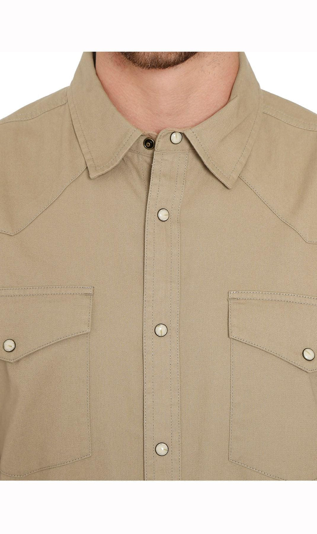 Front Double Pocket Men’s Button-Down Denim Long-Sleeve Casual Dress Shirt