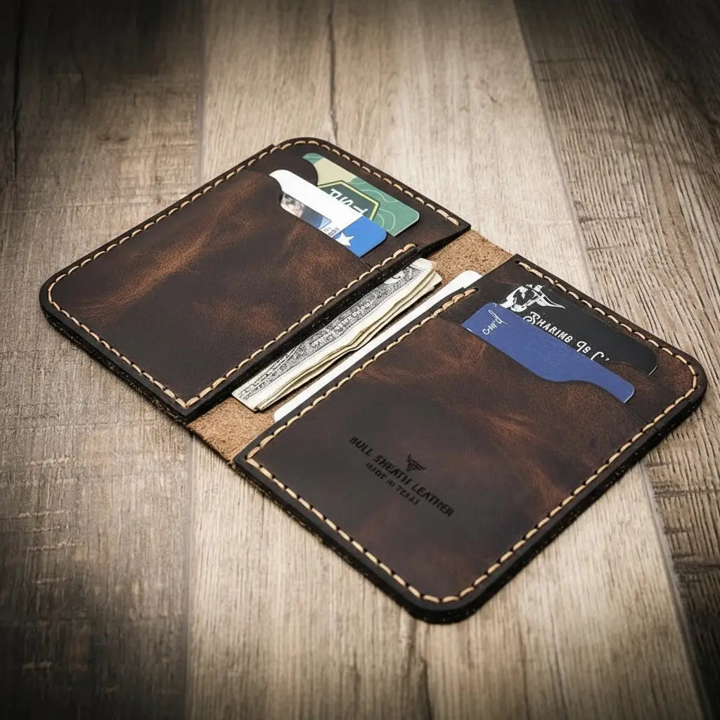 Vertical Real Leather Wallet