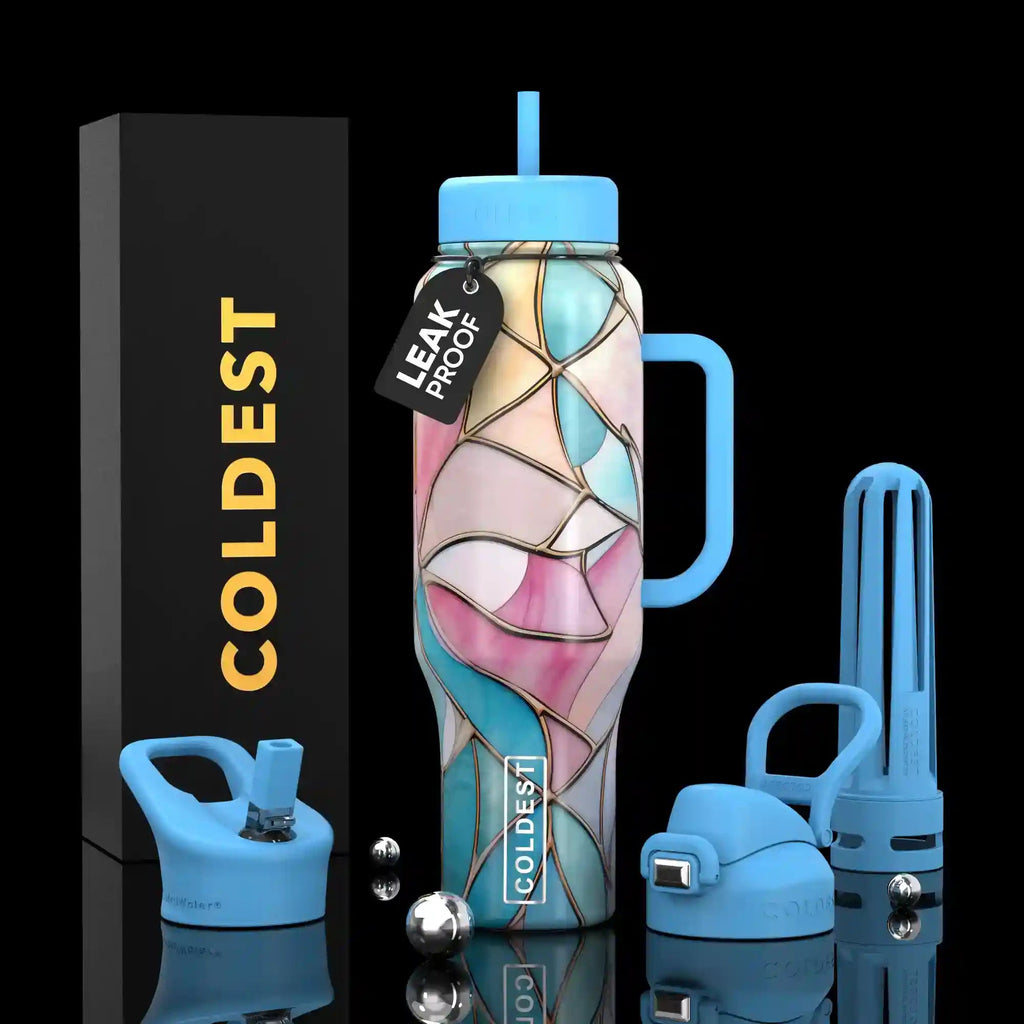 COLDEST PINK STAINLESS STEEL WATER BOTTLE 5 PIECE SET