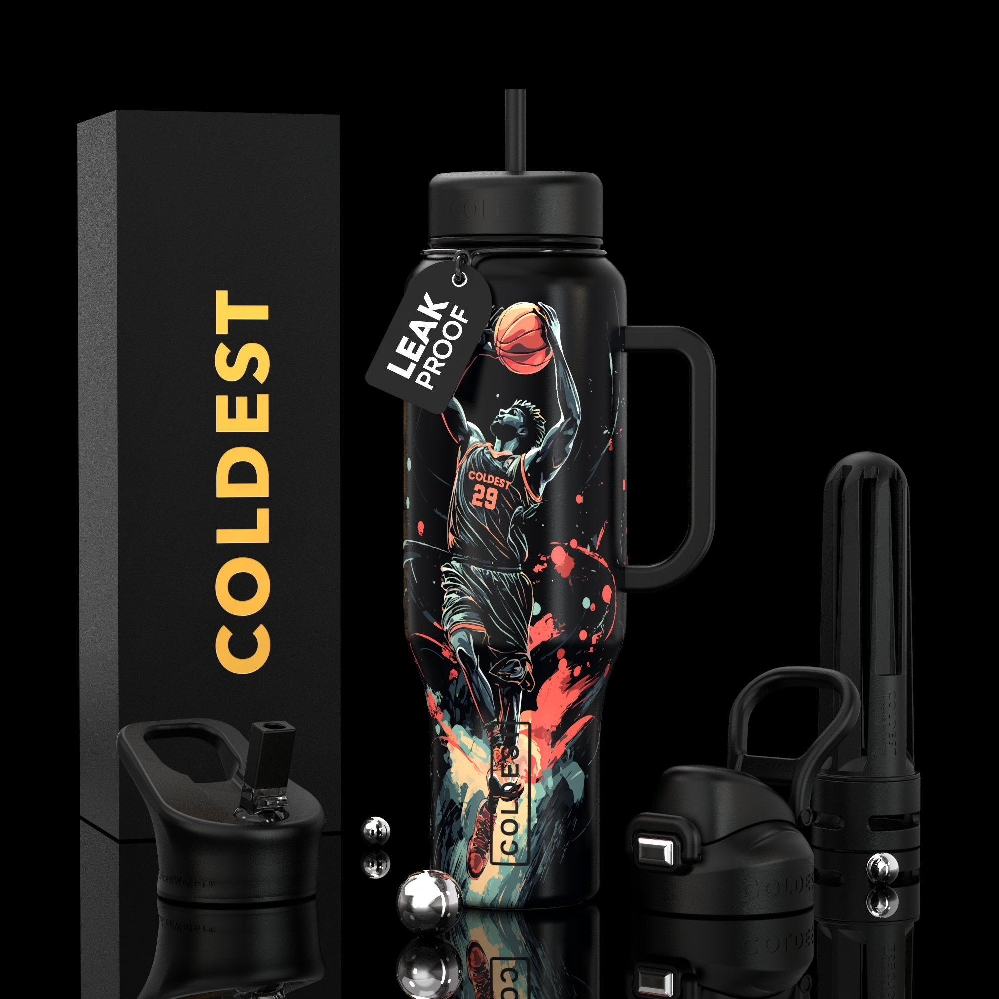 COLDEST PINK STAINLESS STEEL WATER BOTTLE 5 PIECE SET