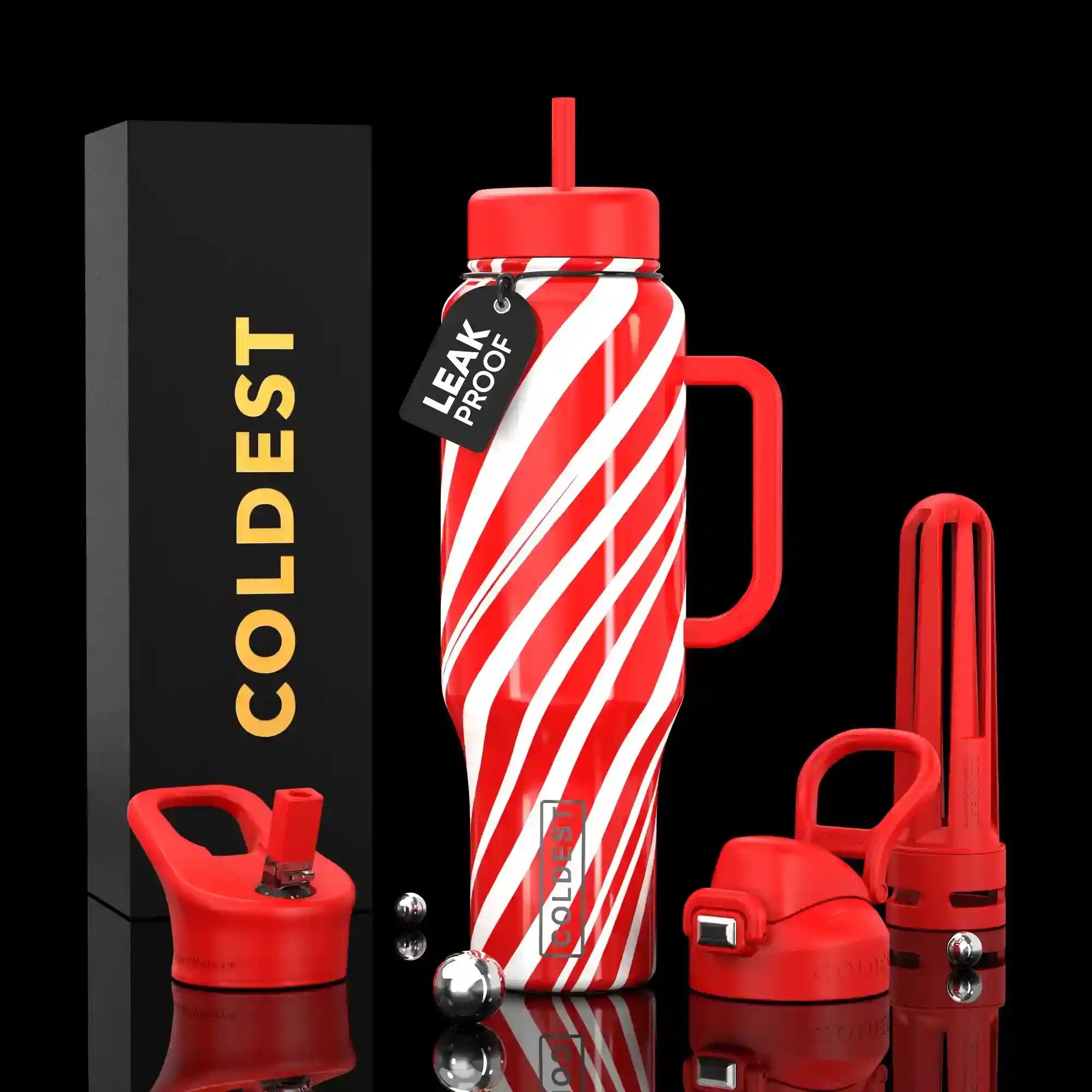 COLDEST PINK STAINLESS STEEL WATER BOTTLE 5 PIECE SET