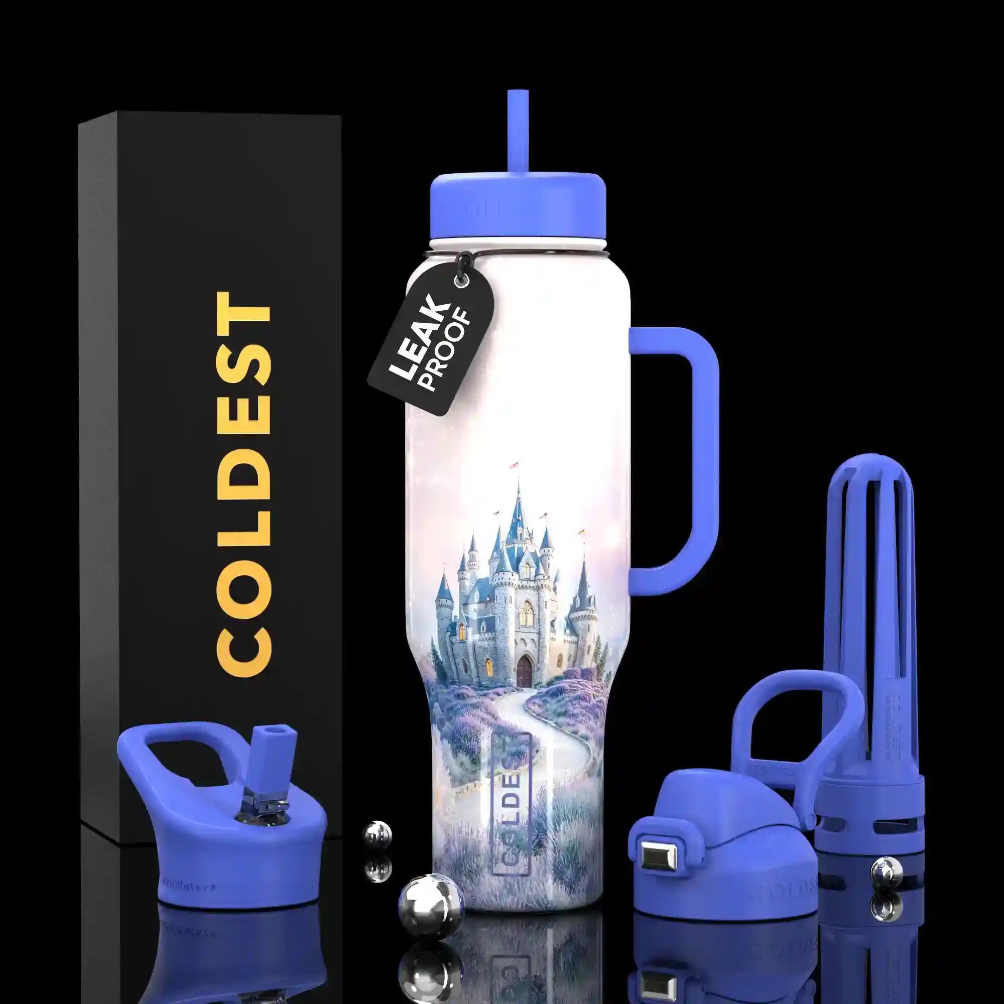 COLDEST PINK STAINLESS STEEL WATER BOTTLE 5 PIECE SET