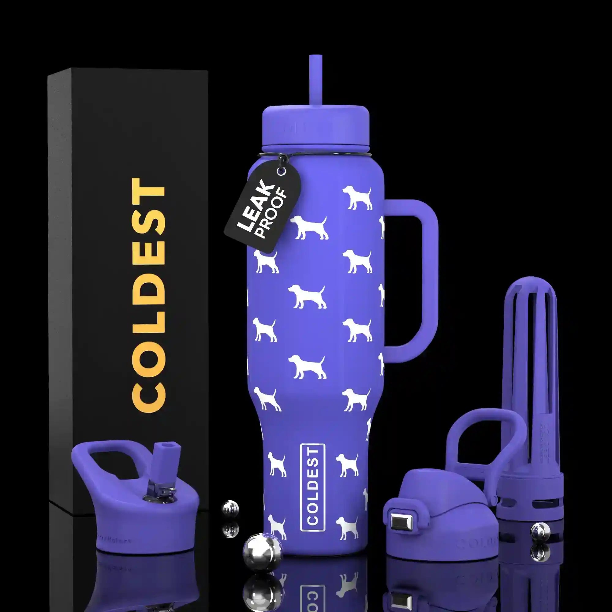 COLDEST PINK STAINLESS STEEL WATER BOTTLE 5 PIECE SET