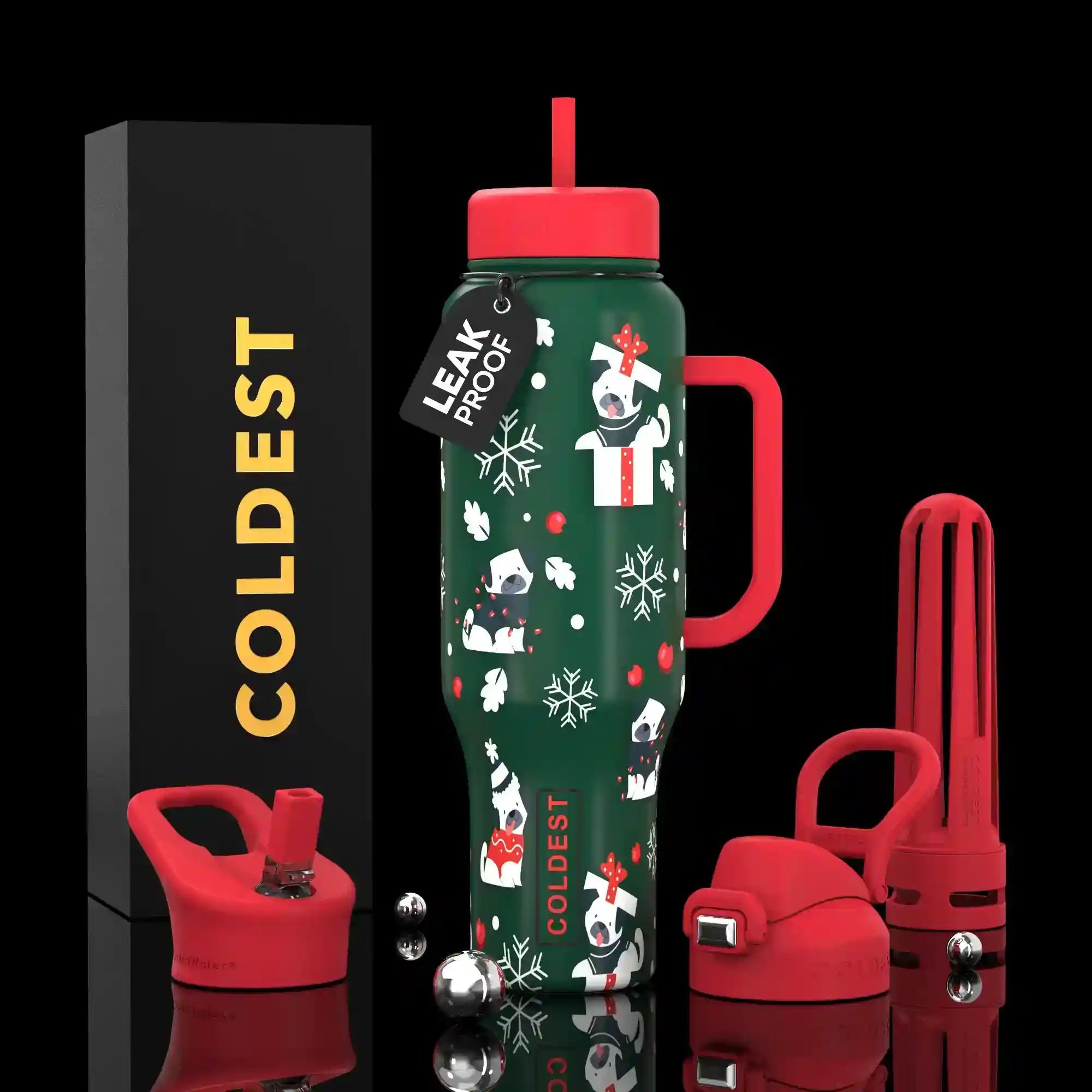 COLDEST PINK STAINLESS STEEL WATER BOTTLE 5 PIECE SET