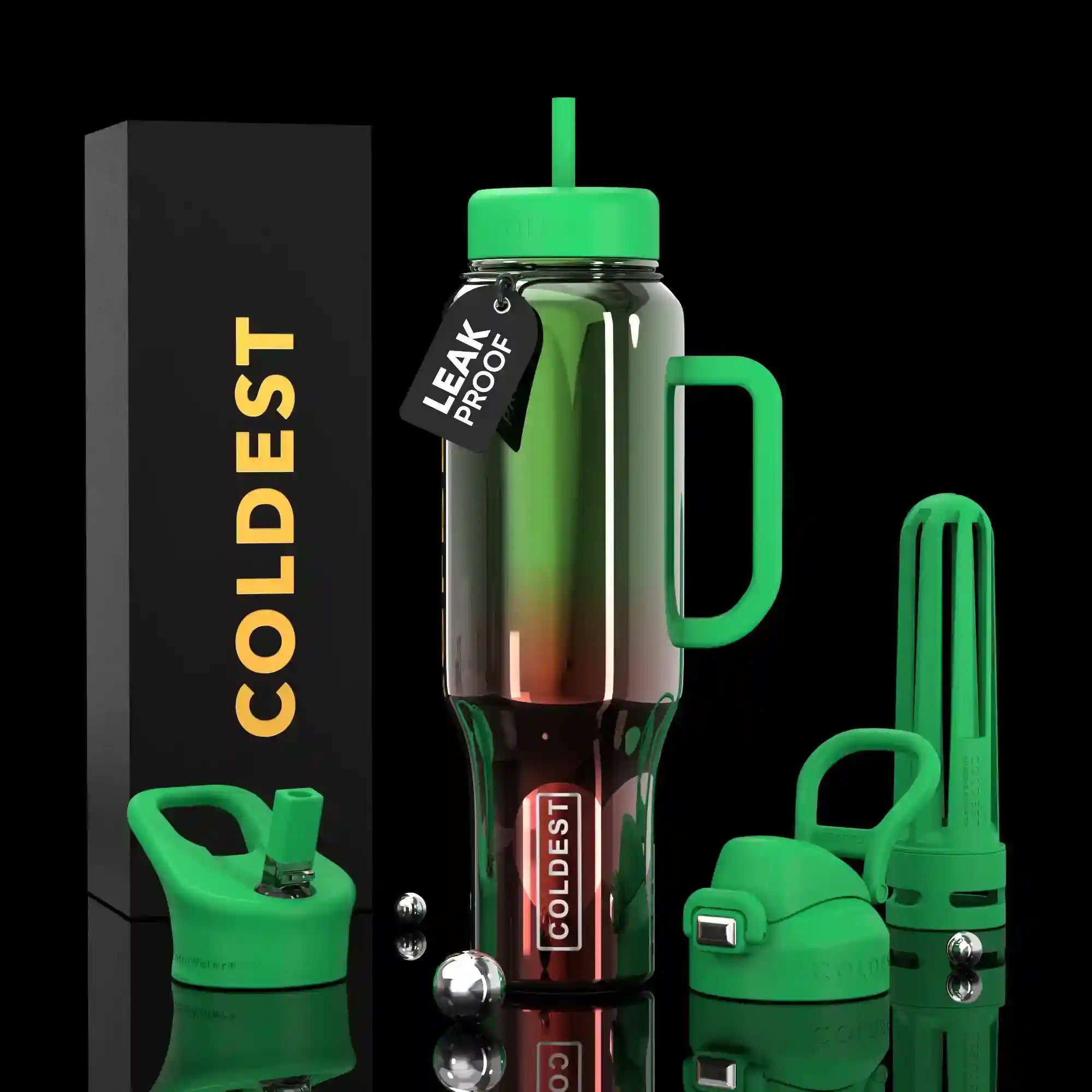 COLDEST PINK STAINLESS STEEL WATER BOTTLE 5 PIECE SET
