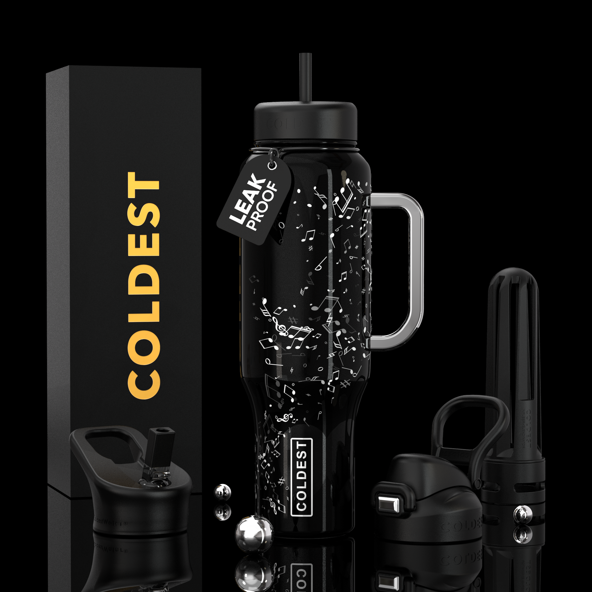 COLDEST PINK STAINLESS STEEL WATER BOTTLE 5 PIECE SET