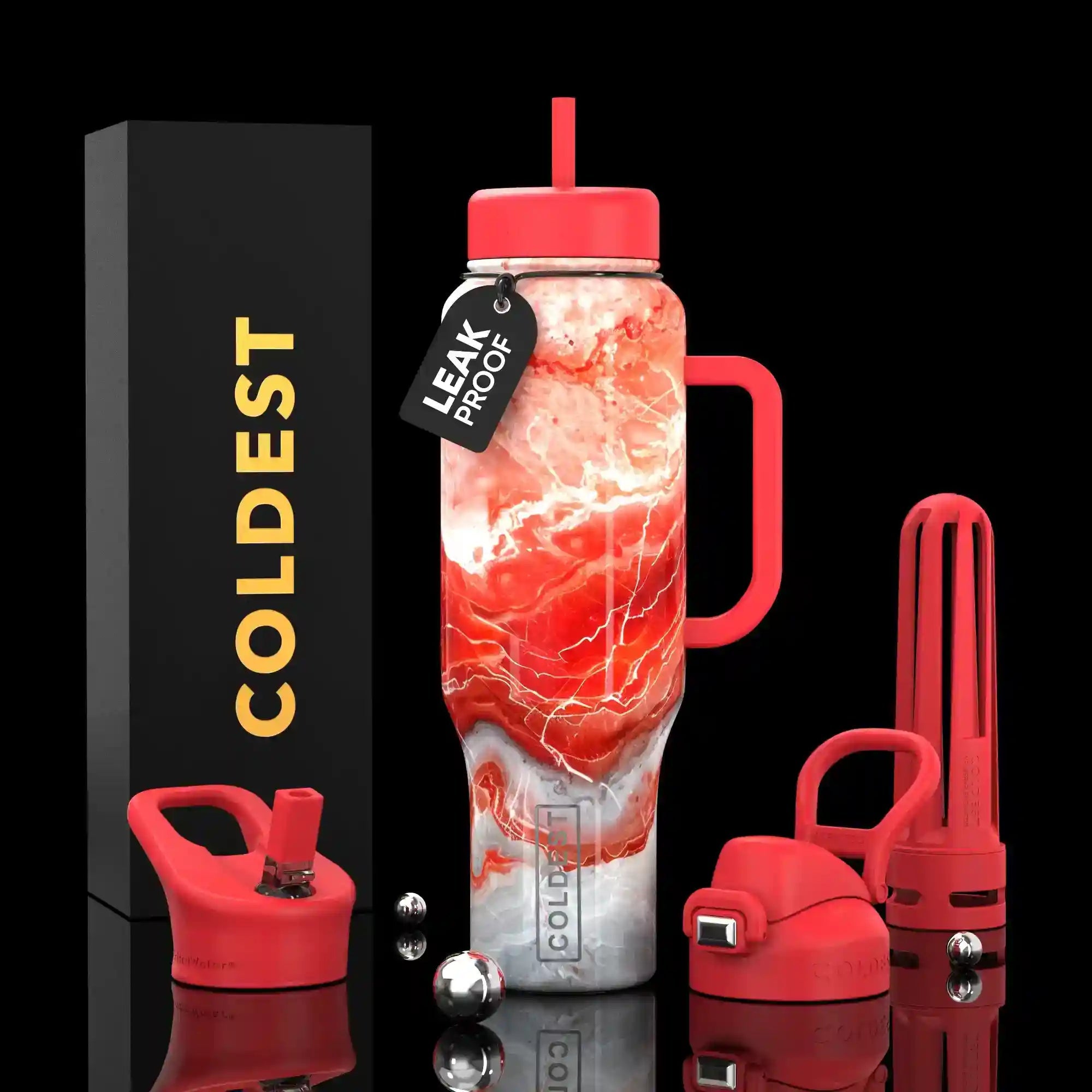 COLDEST PINK STAINLESS STEEL WATER BOTTLE 5 PIECE SET