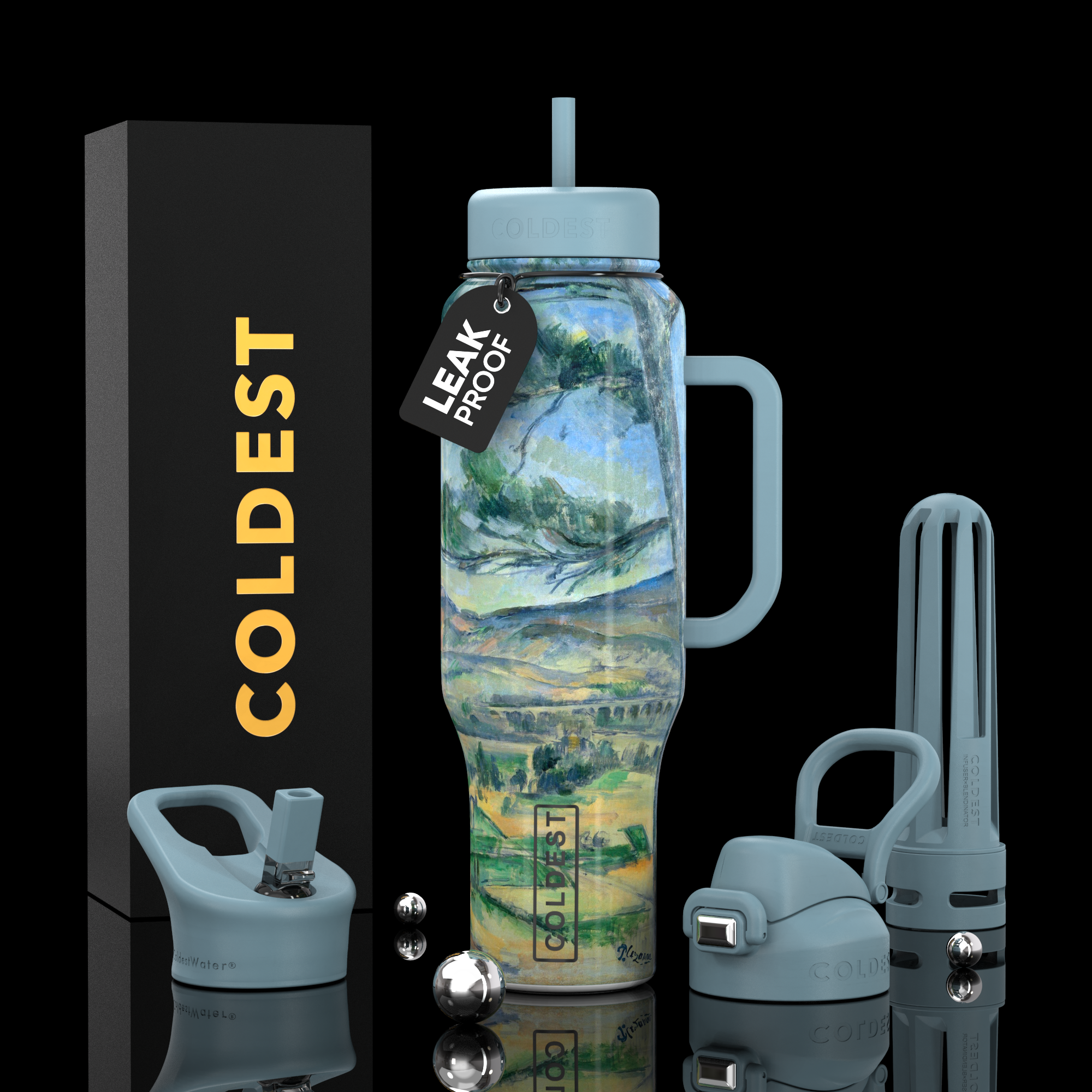 COLDEST PINK STAINLESS STEEL WATER BOTTLE 5 PIECE SET