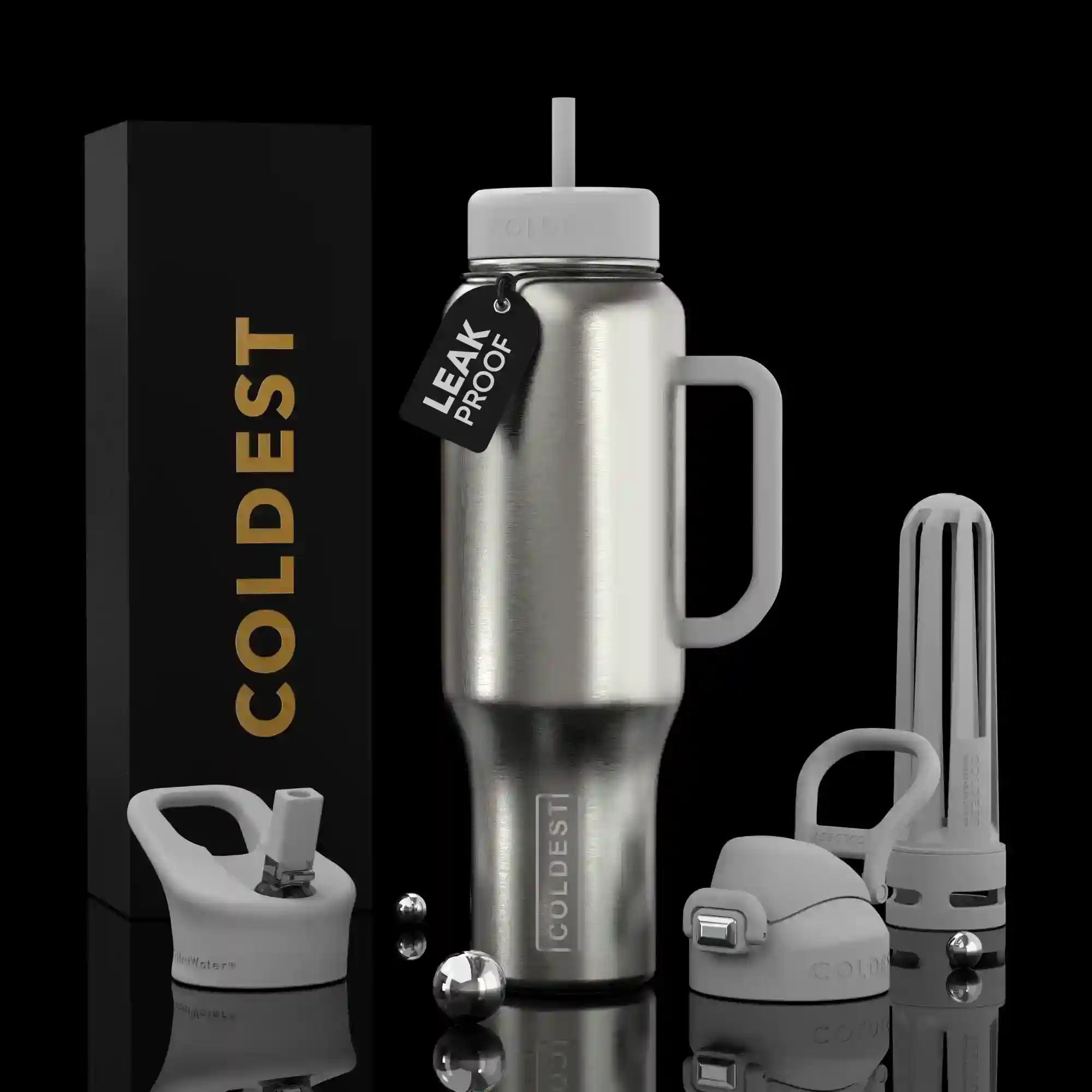 COLDEST PINK STAINLESS STEEL WATER BOTTLE 5 PIECE SET
