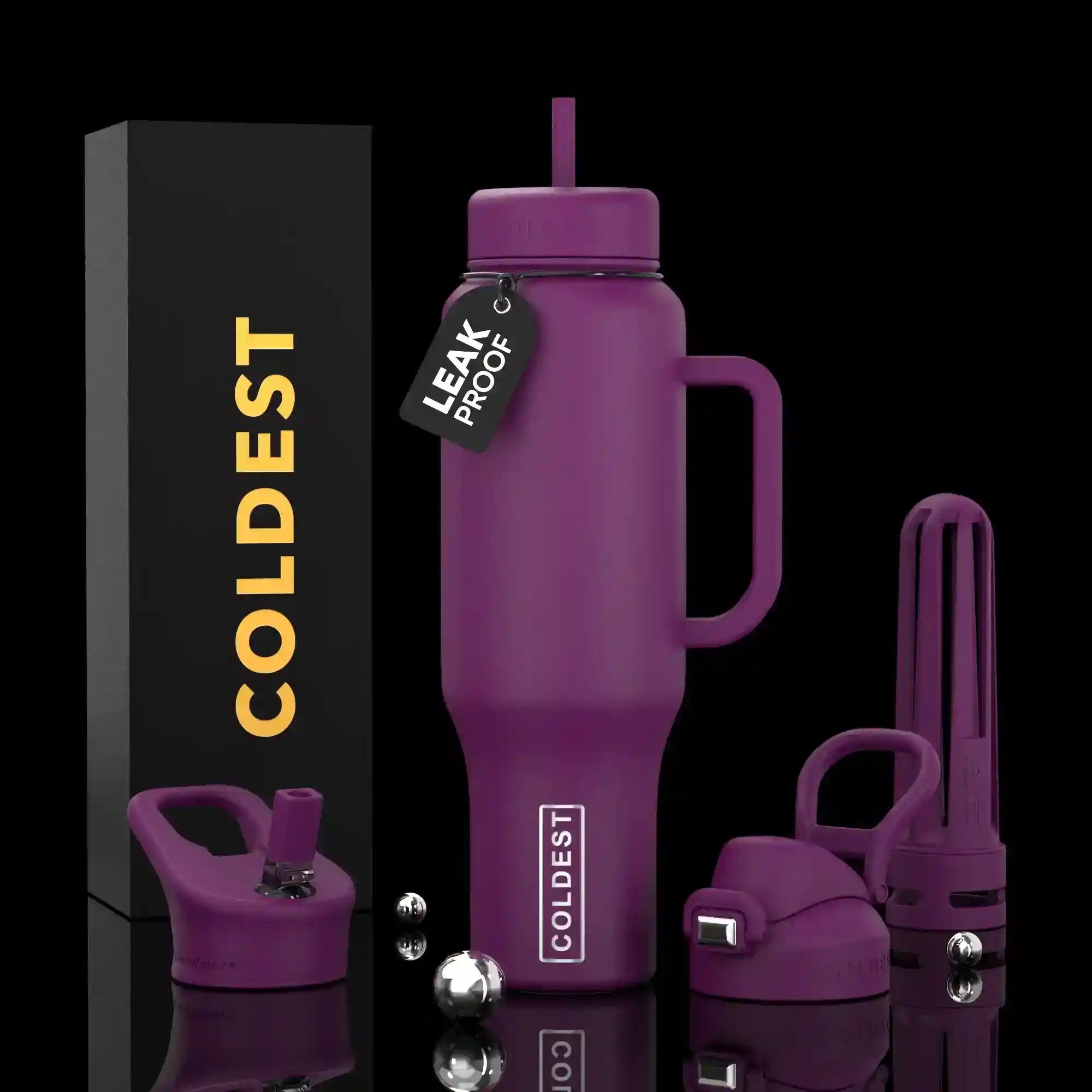 COLDEST PINK STAINLESS STEEL WATER BOTTLE 5 PIECE SET