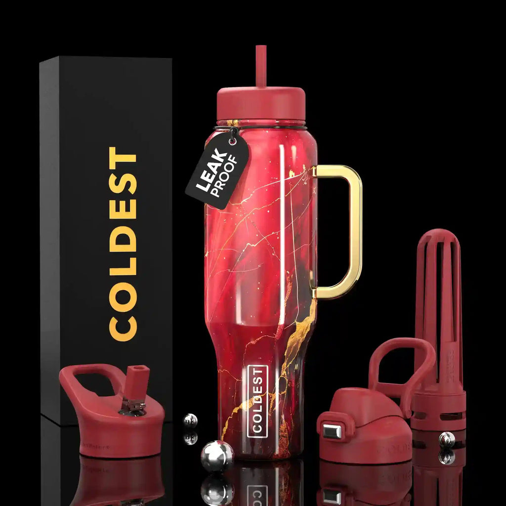 COLDEST PINK STAINLESS STEEL WATER BOTTLE 5 PIECE SET