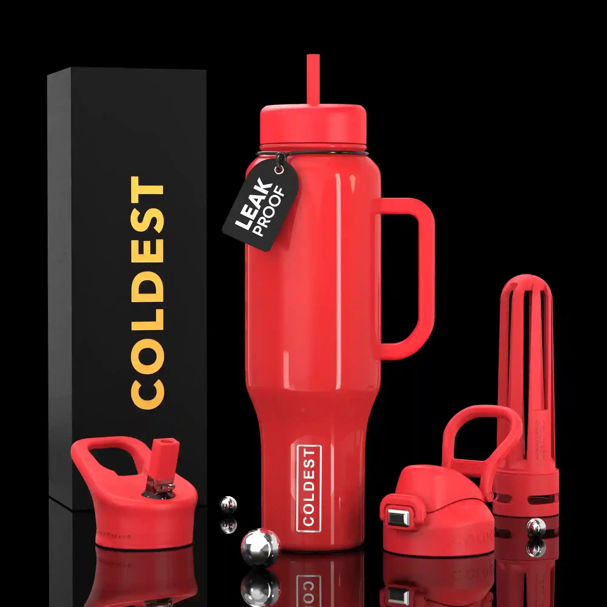 COLDEST PINK STAINLESS STEEL WATER BOTTLE 5 PIECE SET
