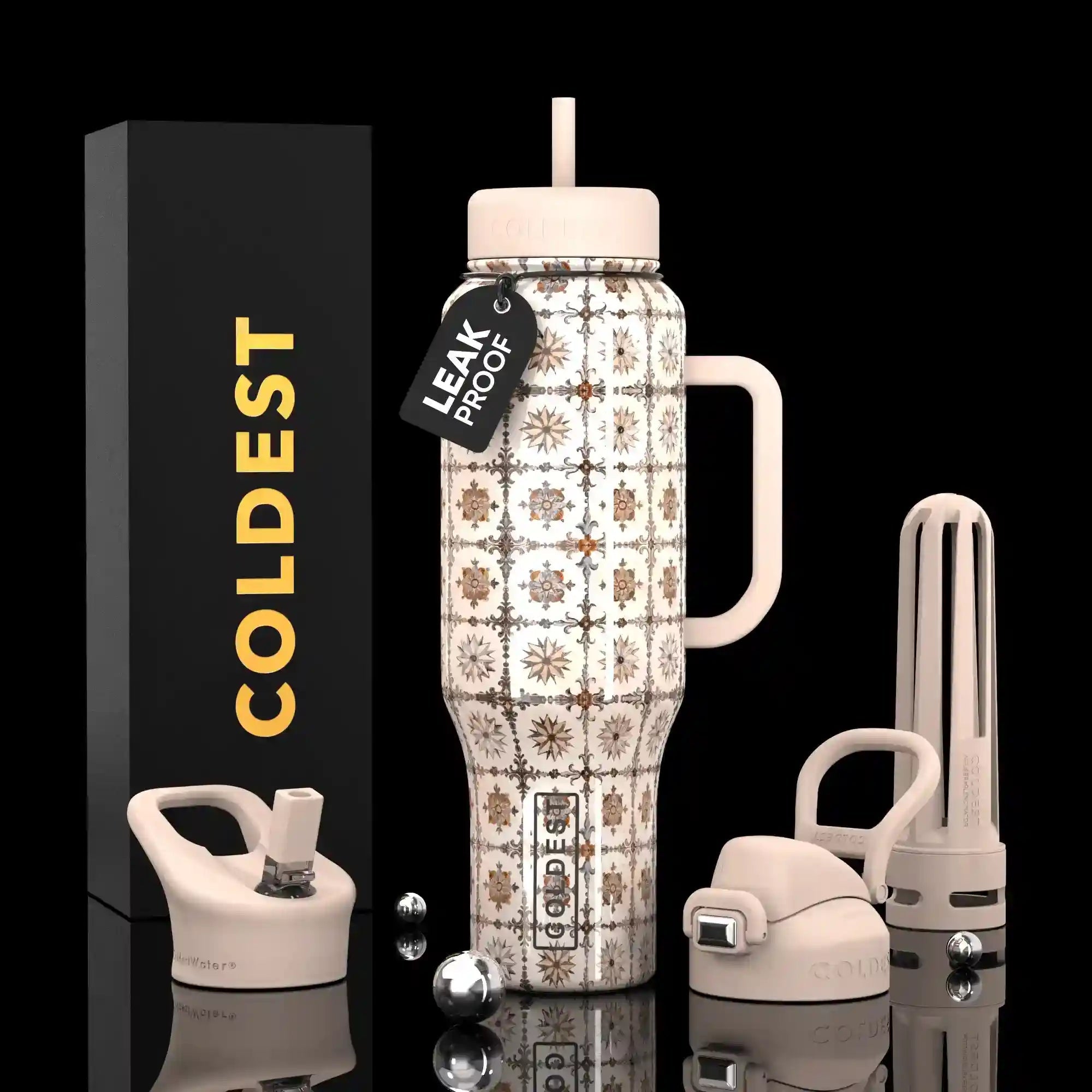 COLDEST PINK STAINLESS STEEL WATER BOTTLE 5 PIECE SET
