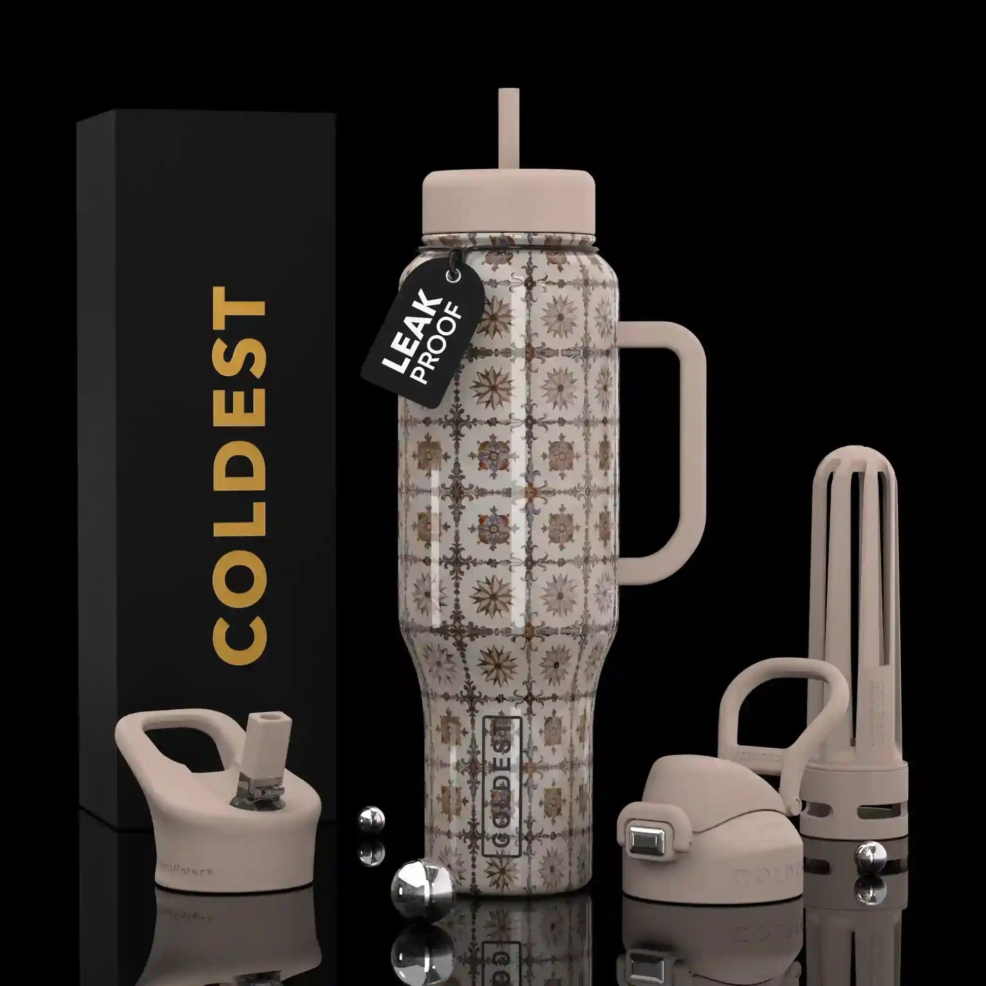 COLDEST PINK STAINLESS STEEL WATER BOTTLE 5 PIECE SET