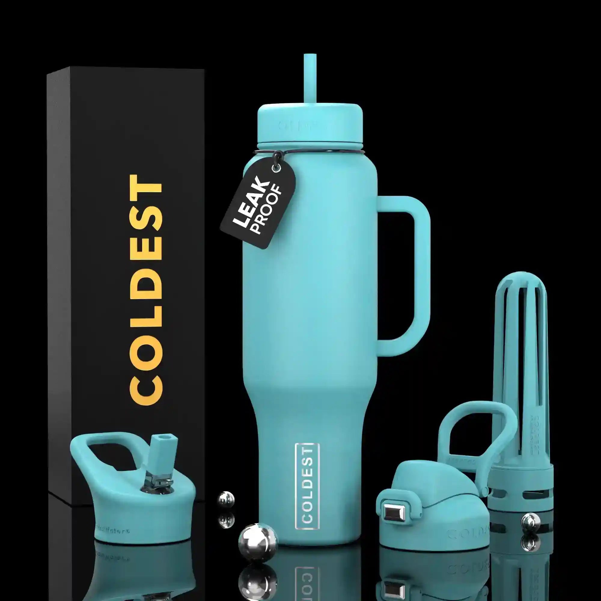COLDEST PINK STAINLESS STEEL WATER BOTTLE 5 PIECE SET