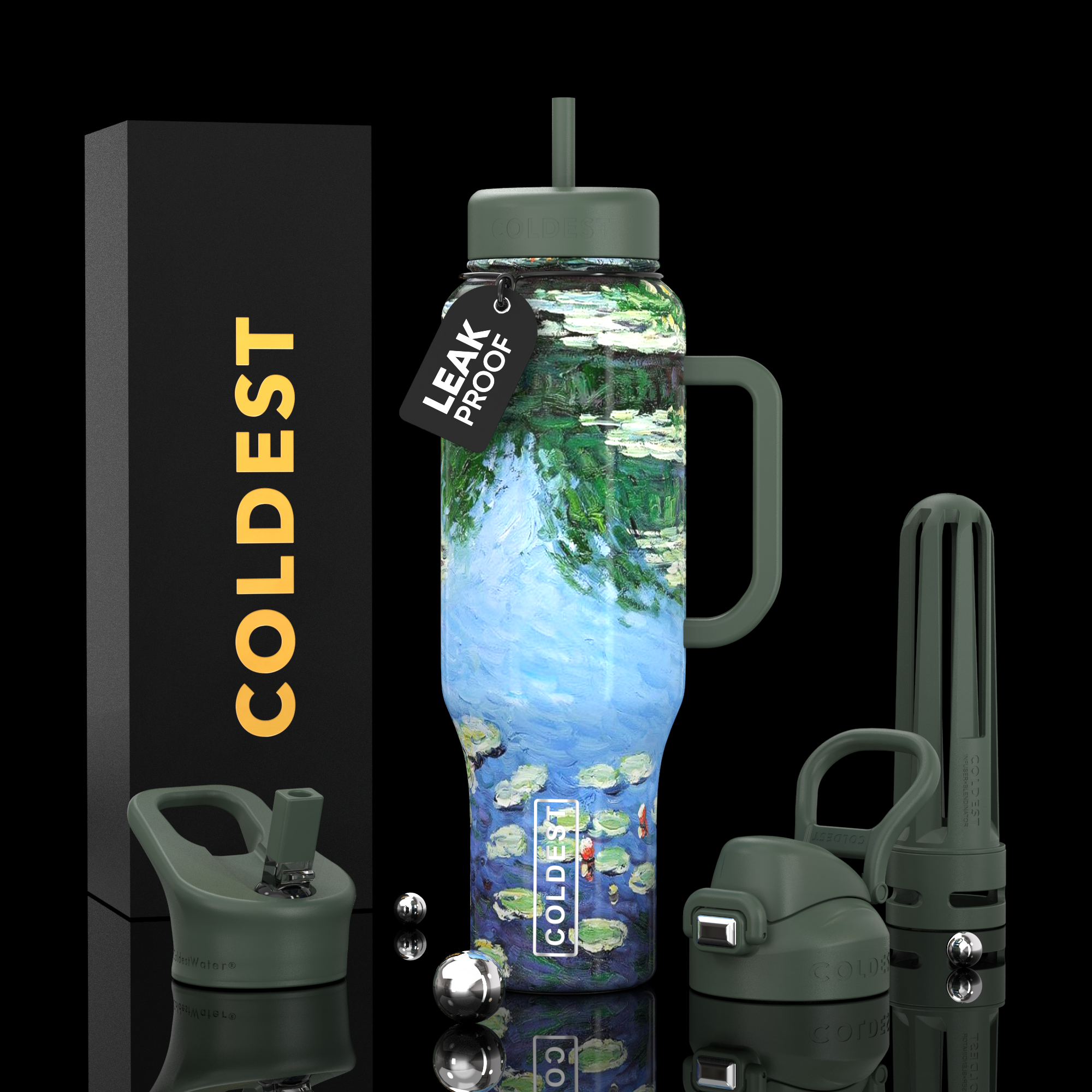 COLDEST PINK STAINLESS STEEL WATER BOTTLE 5 PIECE SET