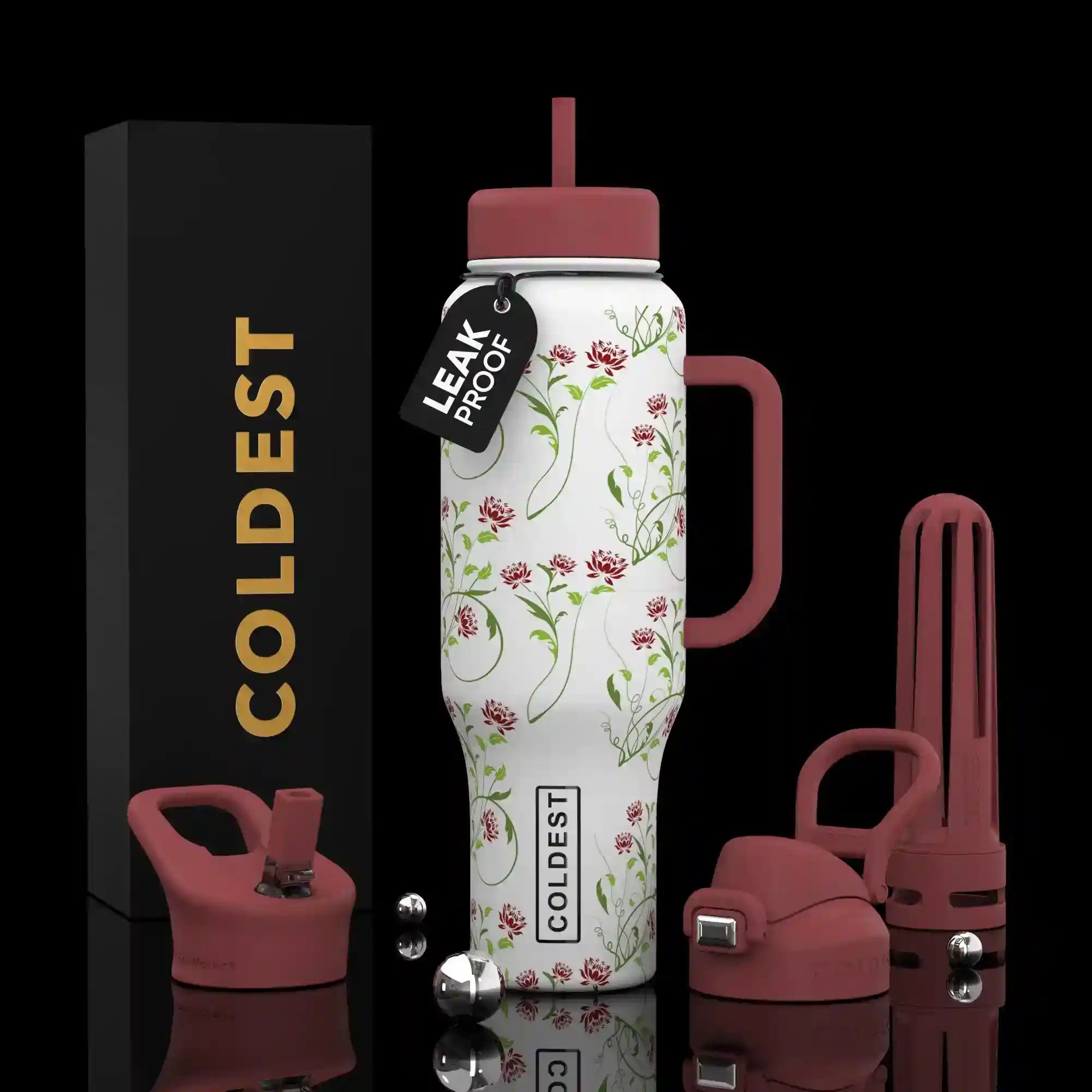 COLDEST PINK STAINLESS STEEL WATER BOTTLE 5 PIECE SET