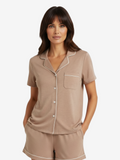 Women’s Short Sleeve Button-Up Lounge-ware Pajama Shirt