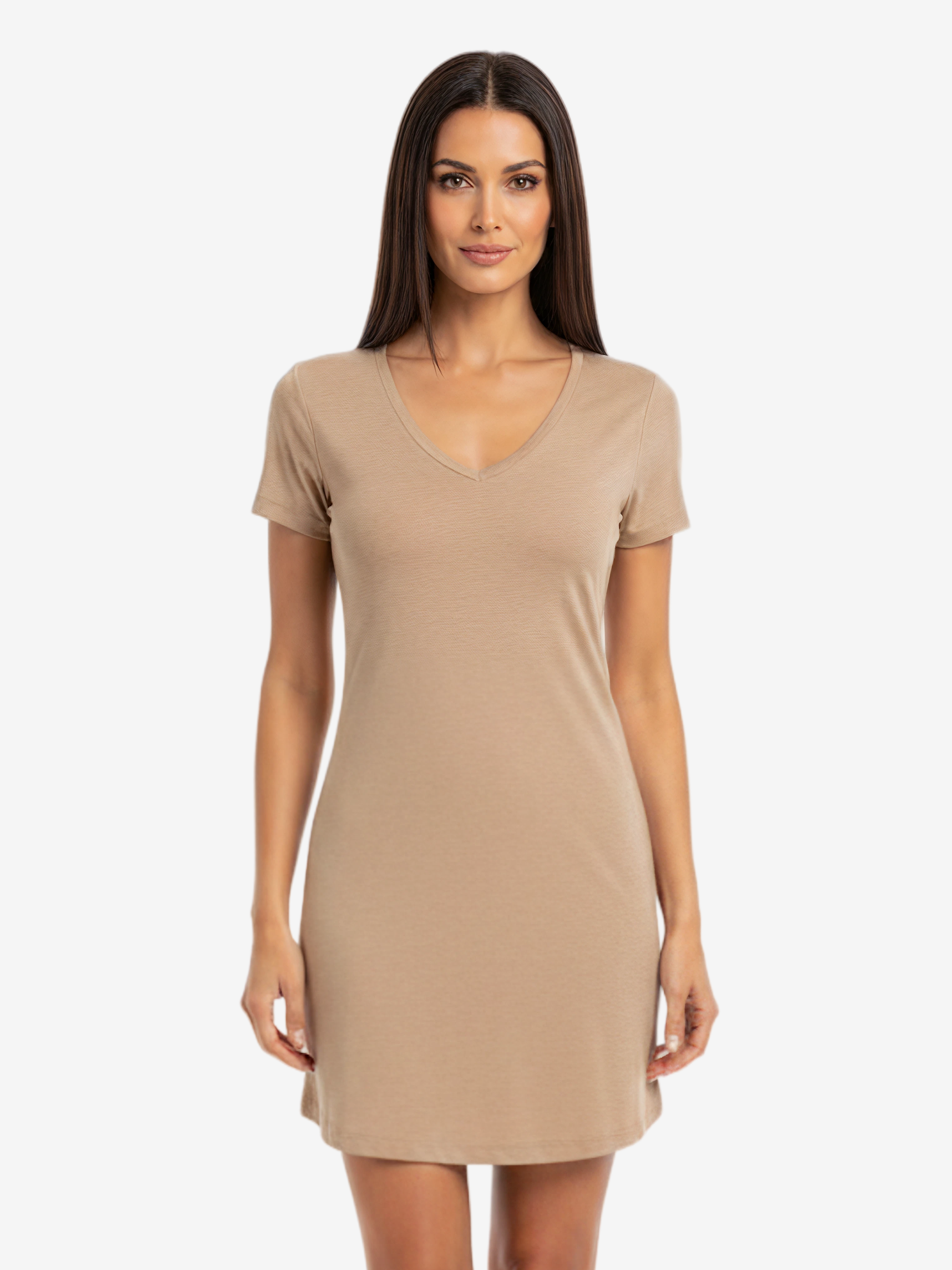 Black V-Neck Loungeware Pajama Sleeper Dress