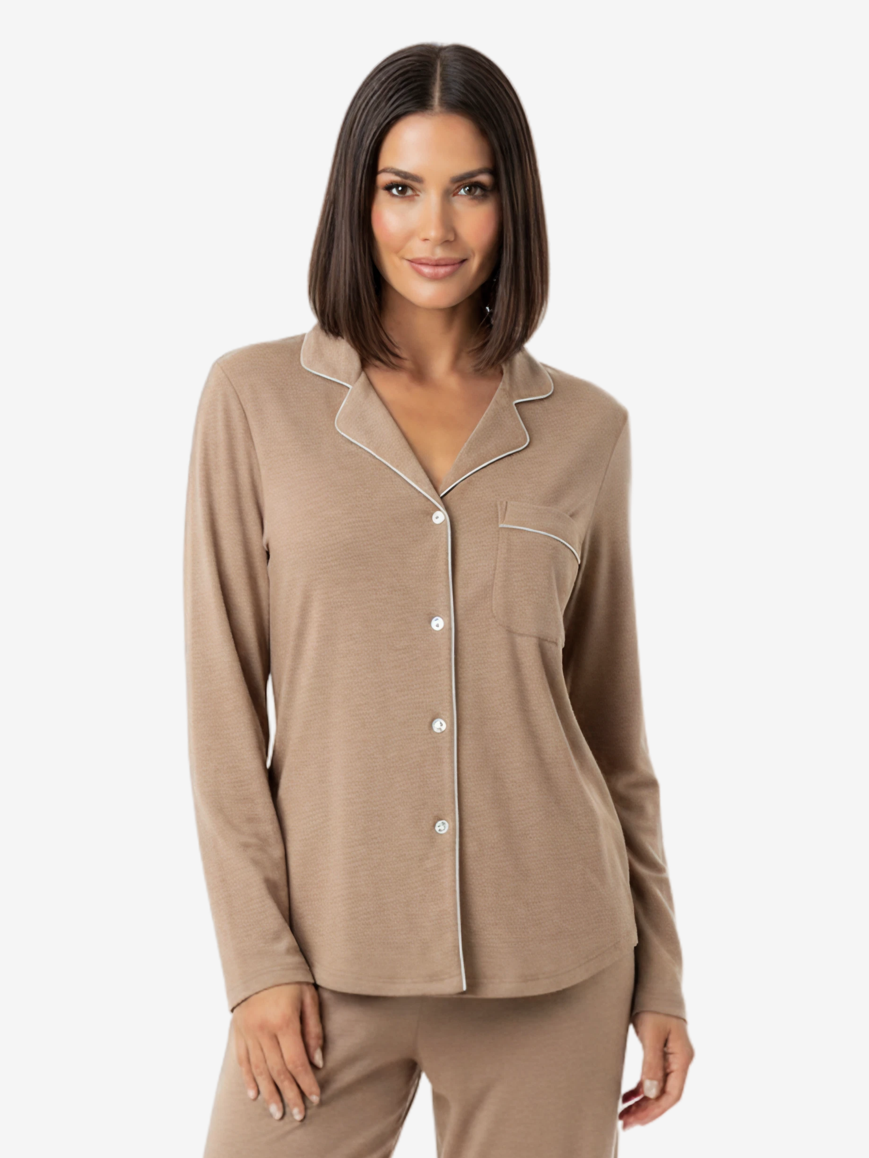 Women’s Long Sleeve Button Up Loungeware Pajama Shirt
