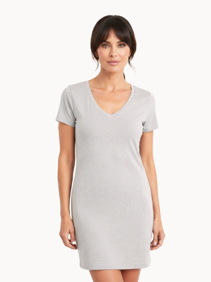 Black V-Neck Loungeware Pajama Sleeper Dress