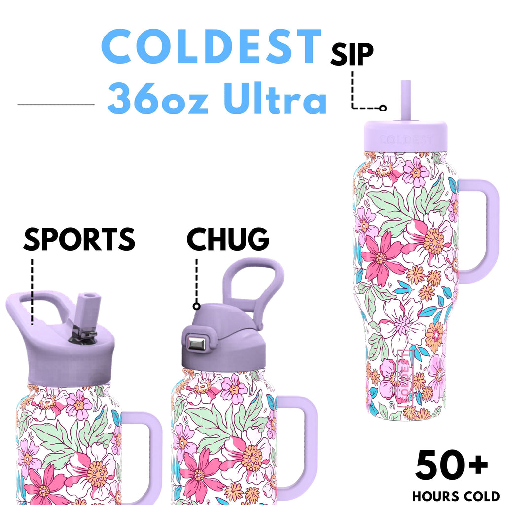 COLDEST PINK STAINLESS STEEL WATER BOTTLE 5 PIECE SET