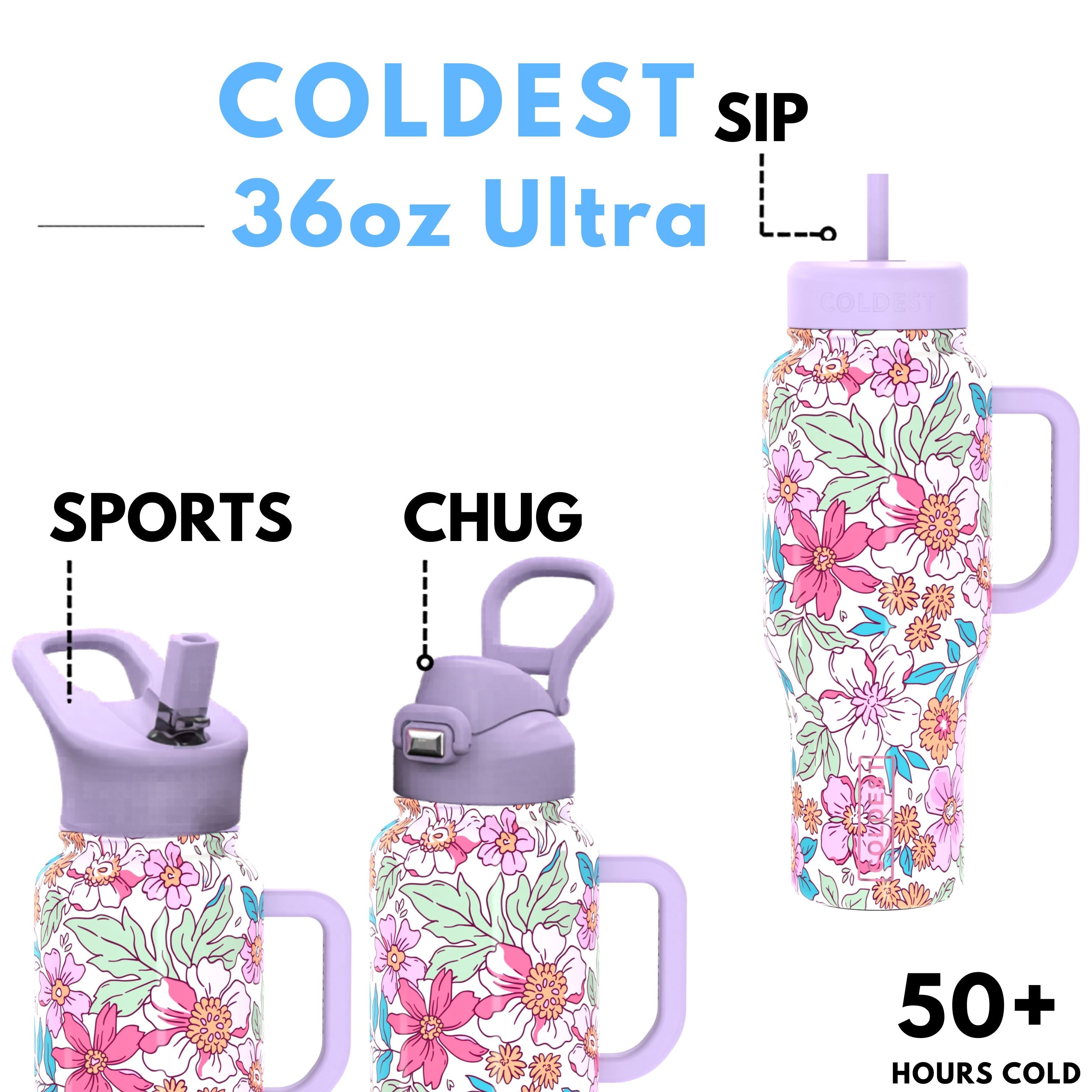 COLDEST PINK STAINLESS STEEL WATER BOTTLE 5 PIECE SET
