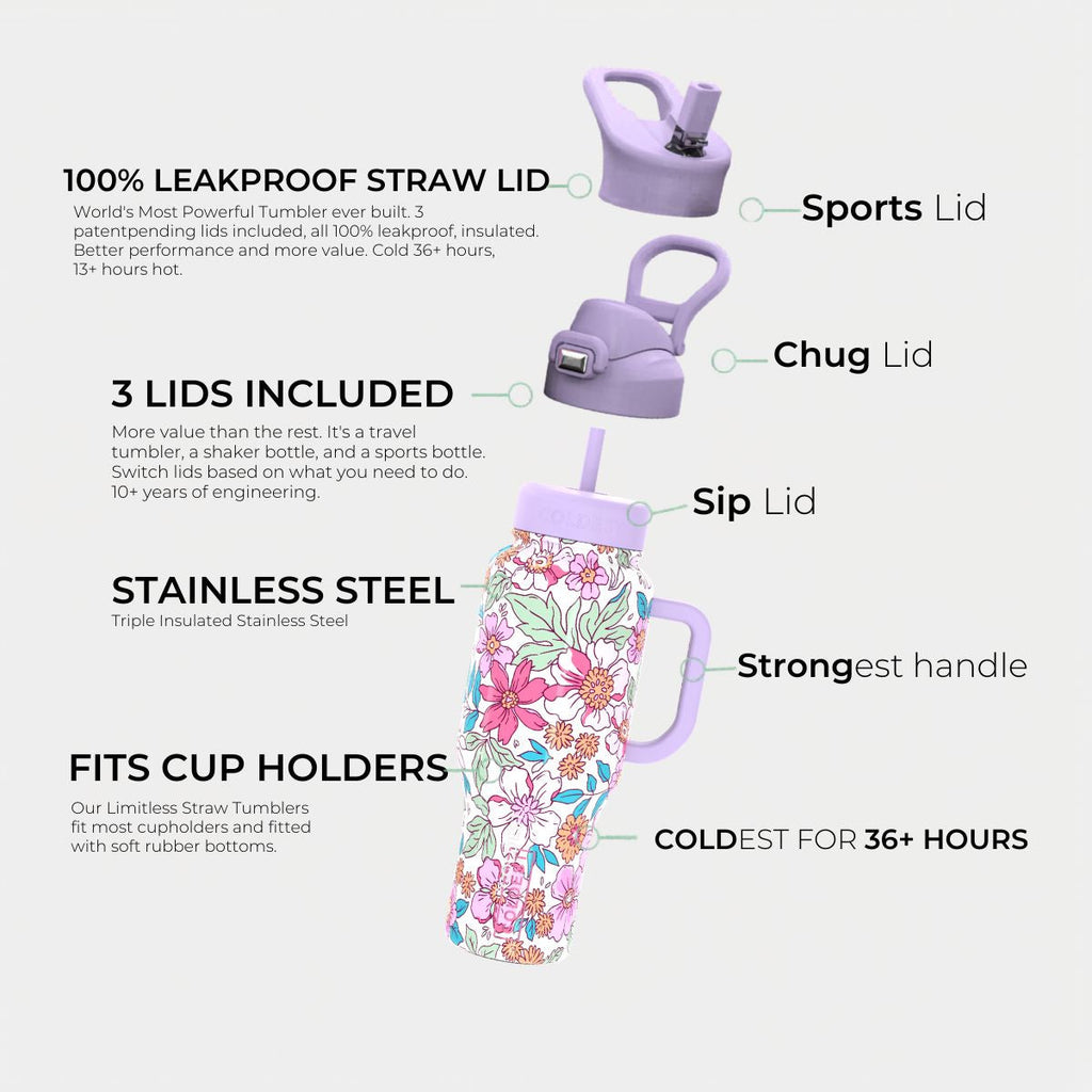 COLDEST PINK STAINLESS STEEL WATER BOTTLE 5 PIECE SET