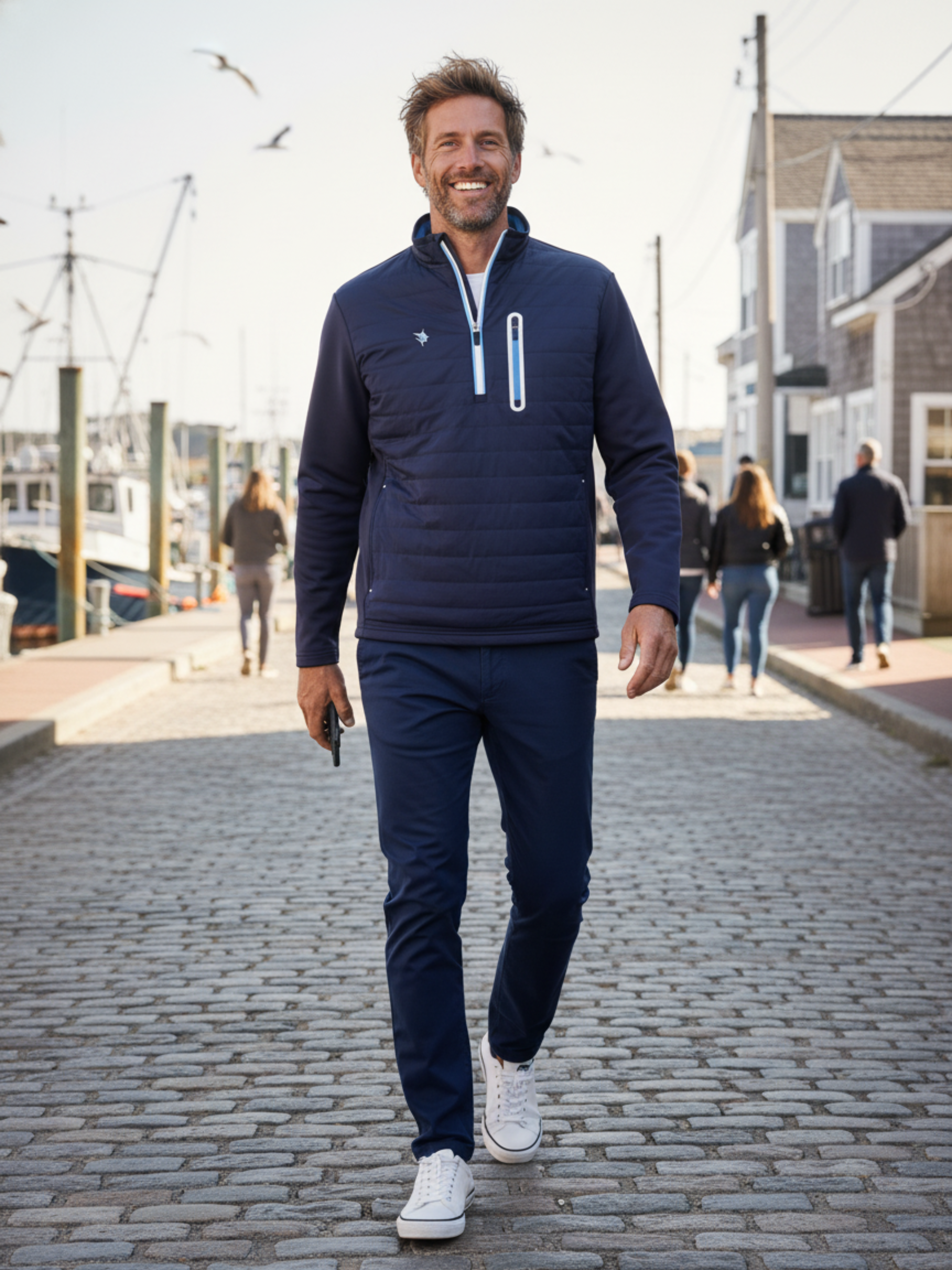 The Hamptons- Long Sleeve Embroidery Classic 3/4 Zip Pullover Men’s Sweater Weather Collection