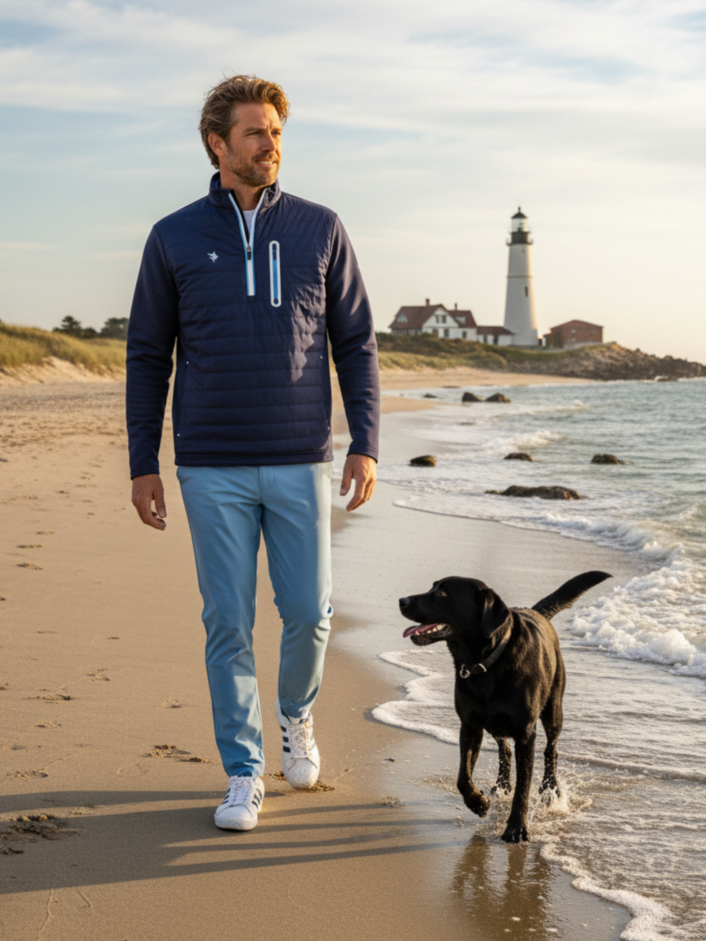 The Hamptons- Long Sleeve Embroidery Classic 3/4 Zip Pullover Men’s Sweater Weather Collection