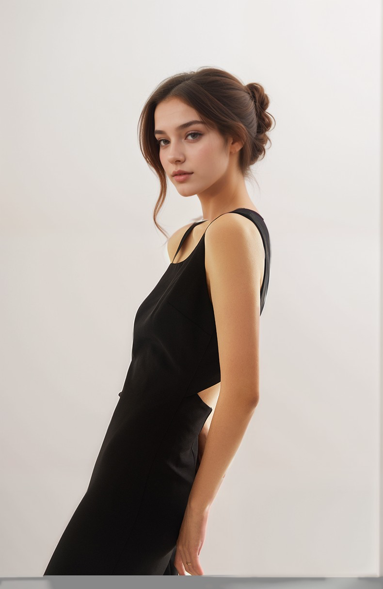 Little Black Cocktail Dress-Asymmetrical Strappy Cocktail Dinner Party Dress