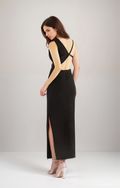 Little Black Cocktail Dress-Asymmetrical Strappy Cocktail Dinner Party Dress