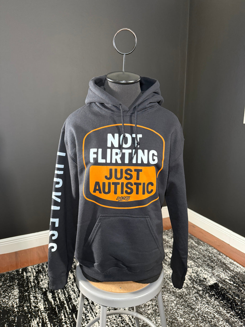 Not Flirting! Just Autistic Premium Hoodie by Luckless Outfitters
