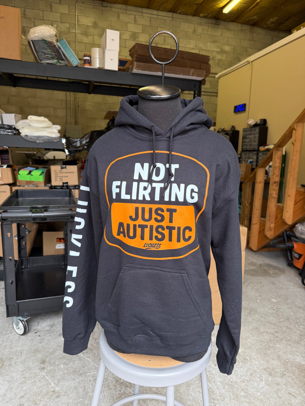 Not Flirting! Just Autistic Premium Hoodie by Luckless Outfitters