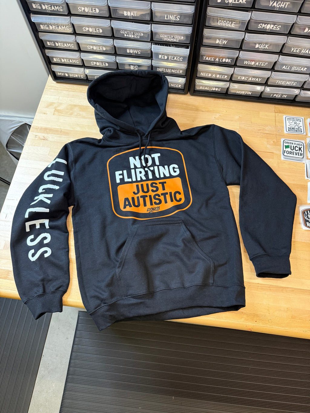 Not Flirting! Just Autistic Premium Hoodie by Luckless Outfitters