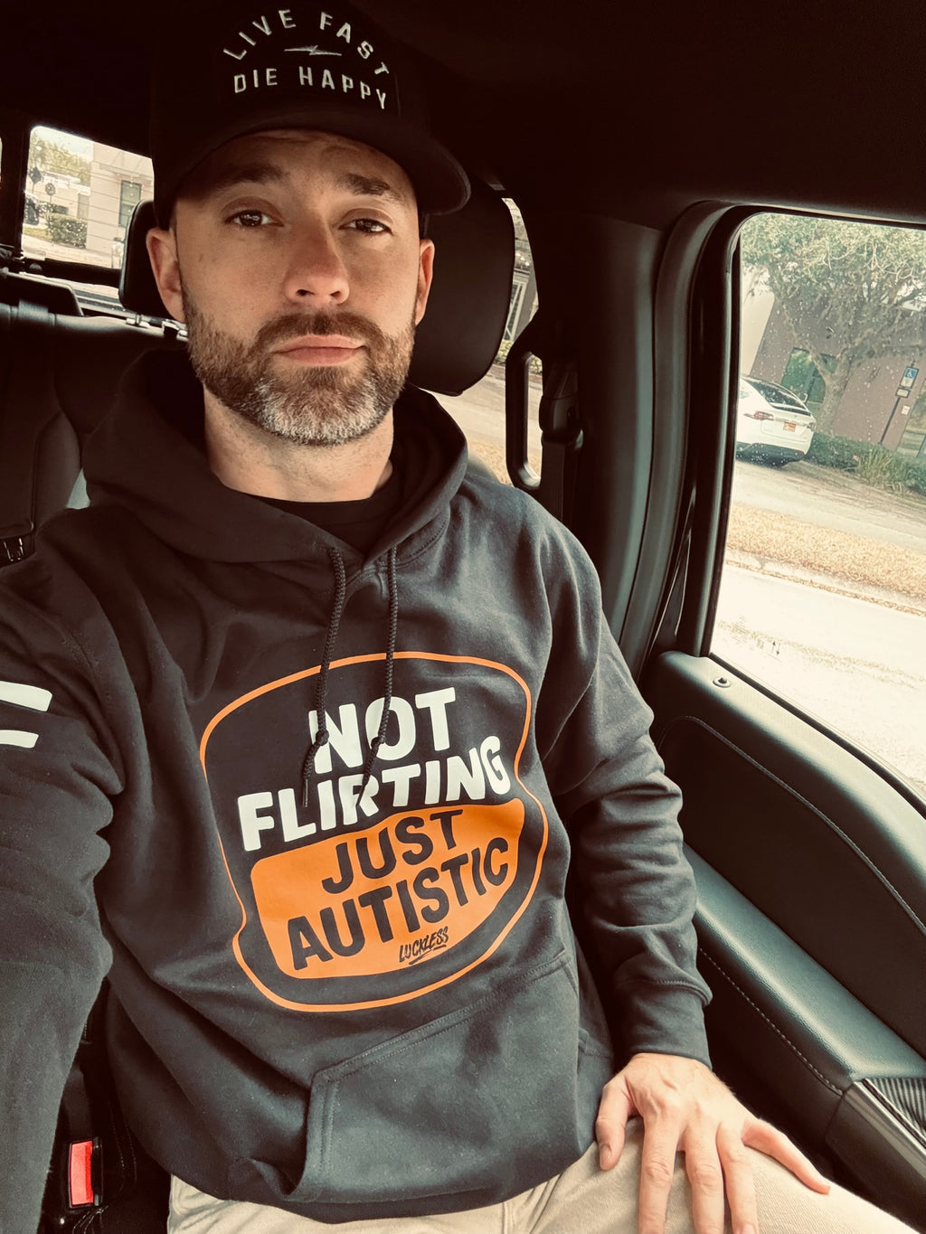 Not Flirting! Just Autistic Premium Hoodie by Luckless Outfitters