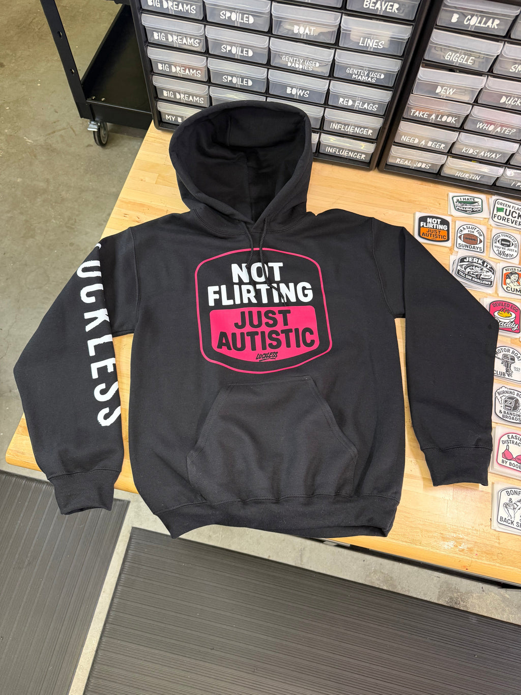 Not Flirting! Just Autistic Premium Hoodie by Luckless Outfitters