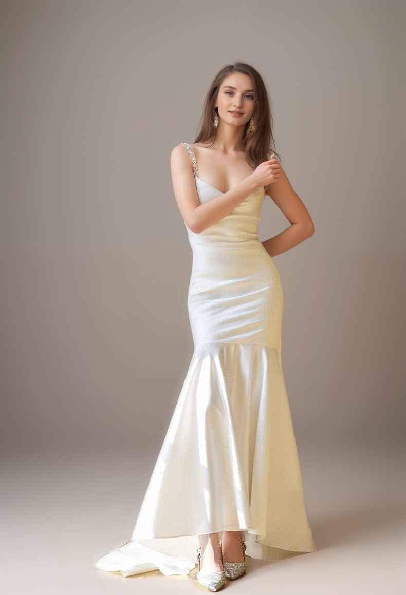 Satin Mermaid Thin Strap Wedding Gown