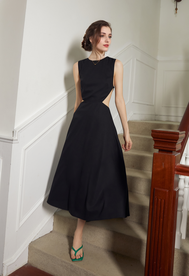 Black Satin Dress Diamond Backdrop Design