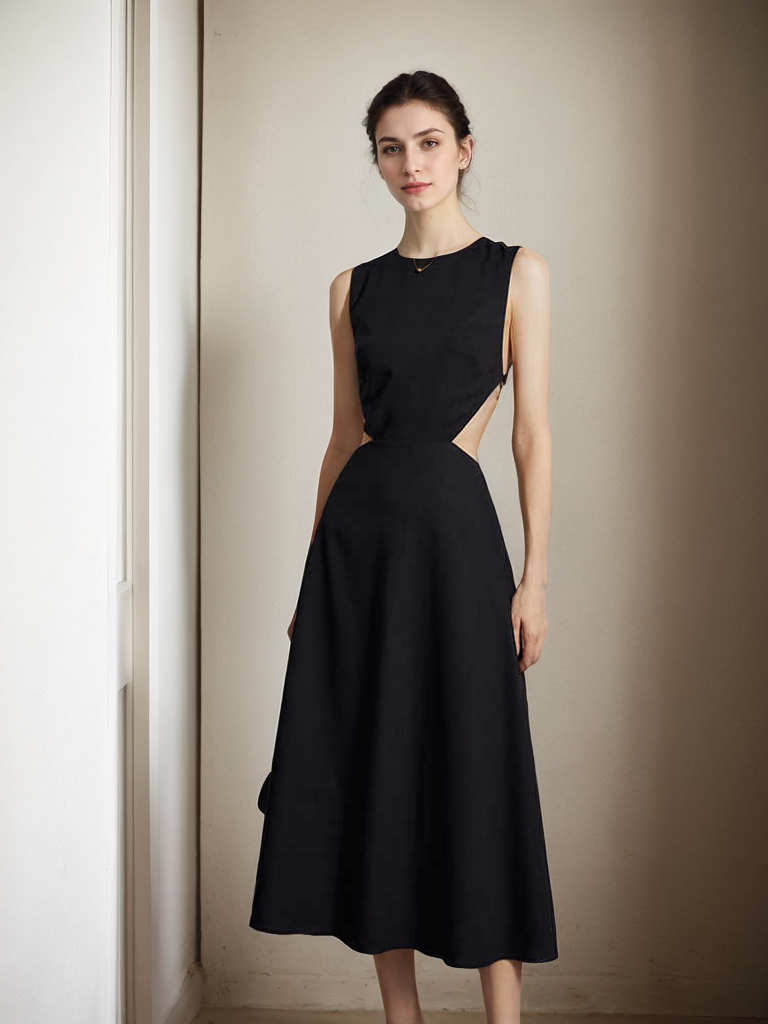 Black Satin Dress Diamond Backdrop Design